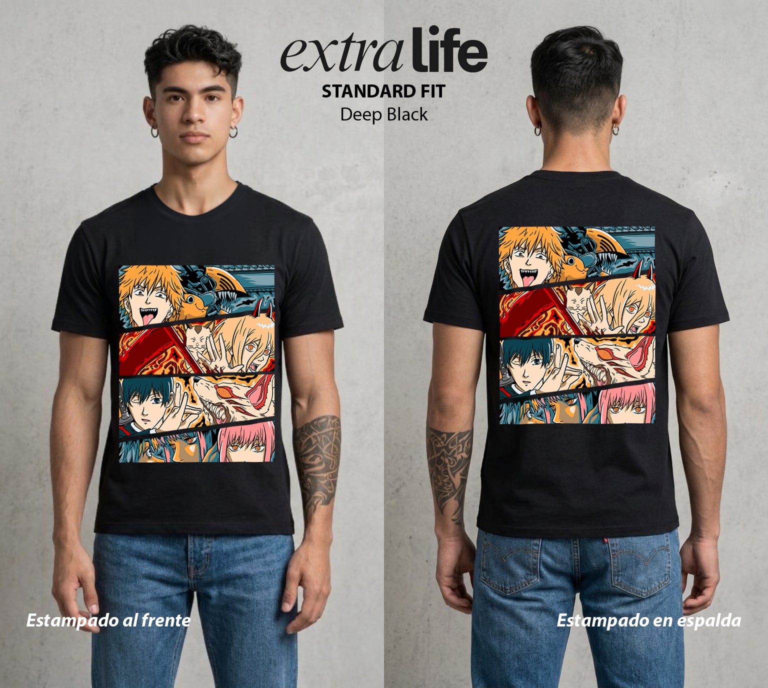 El Contrato Infernal | Los Cazadores de Demonios #00387 - Playera Standard Fit | Deep Black - Foto en modelo