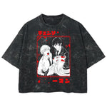 Playera streetwear premium de anime y gaming ExtraLife MX, corte boxy deluxe mineral wash heavyweight en color Acid Wash, moda urbana mexicana de culto.