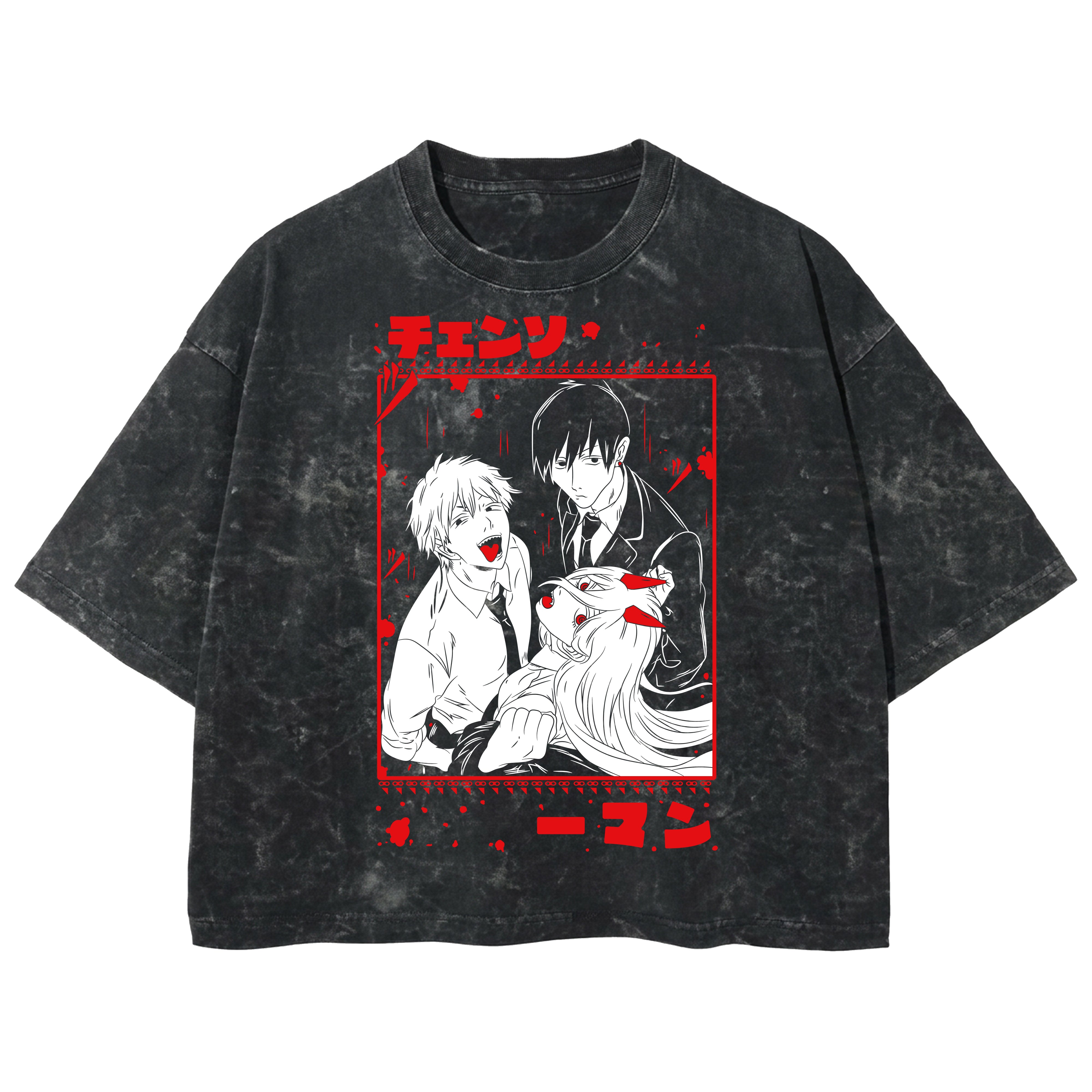 Playera streetwear premium de anime y gaming ExtraLife MX, corte boxy deluxe mineral wash heavyweight en color Acid Wash, moda urbana mexicana de culto.