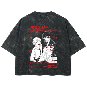 Playera streetwear premium de anime y gaming ExtraLife MX, corte boxy deluxe mineral wash heavyweight en color Acid Wash, moda urbana mexicana de culto.