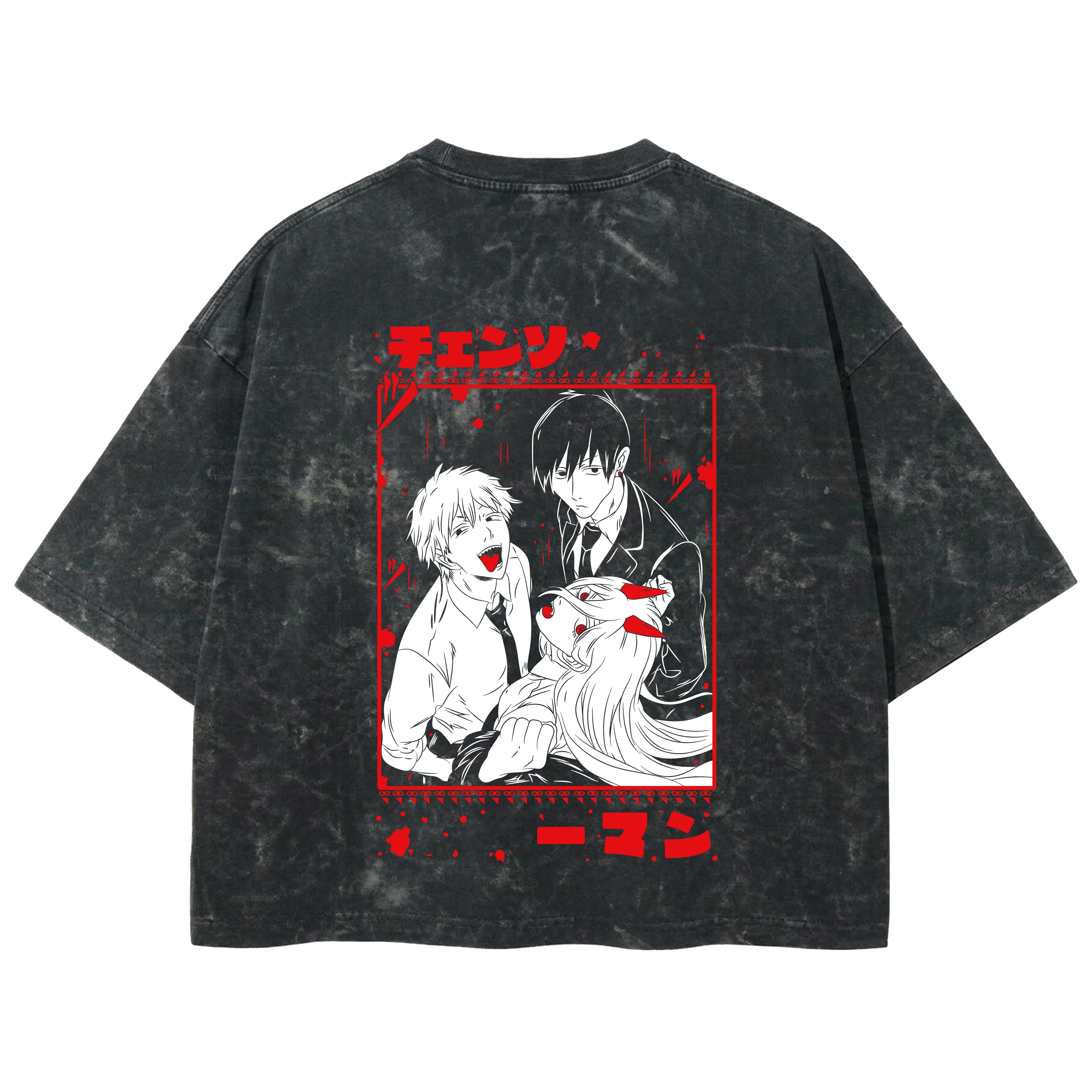 Playera streetwear premium de anime y gaming ExtraLife MX, corte boxy deluxe mineral wash heavyweight en color Acid Wash, moda urbana mexicana de culto.