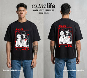El Contrato Infernal | Los Cazadores de Demonios #00389 - Playera Oversized Premium | Deep Black - Foto en modelo