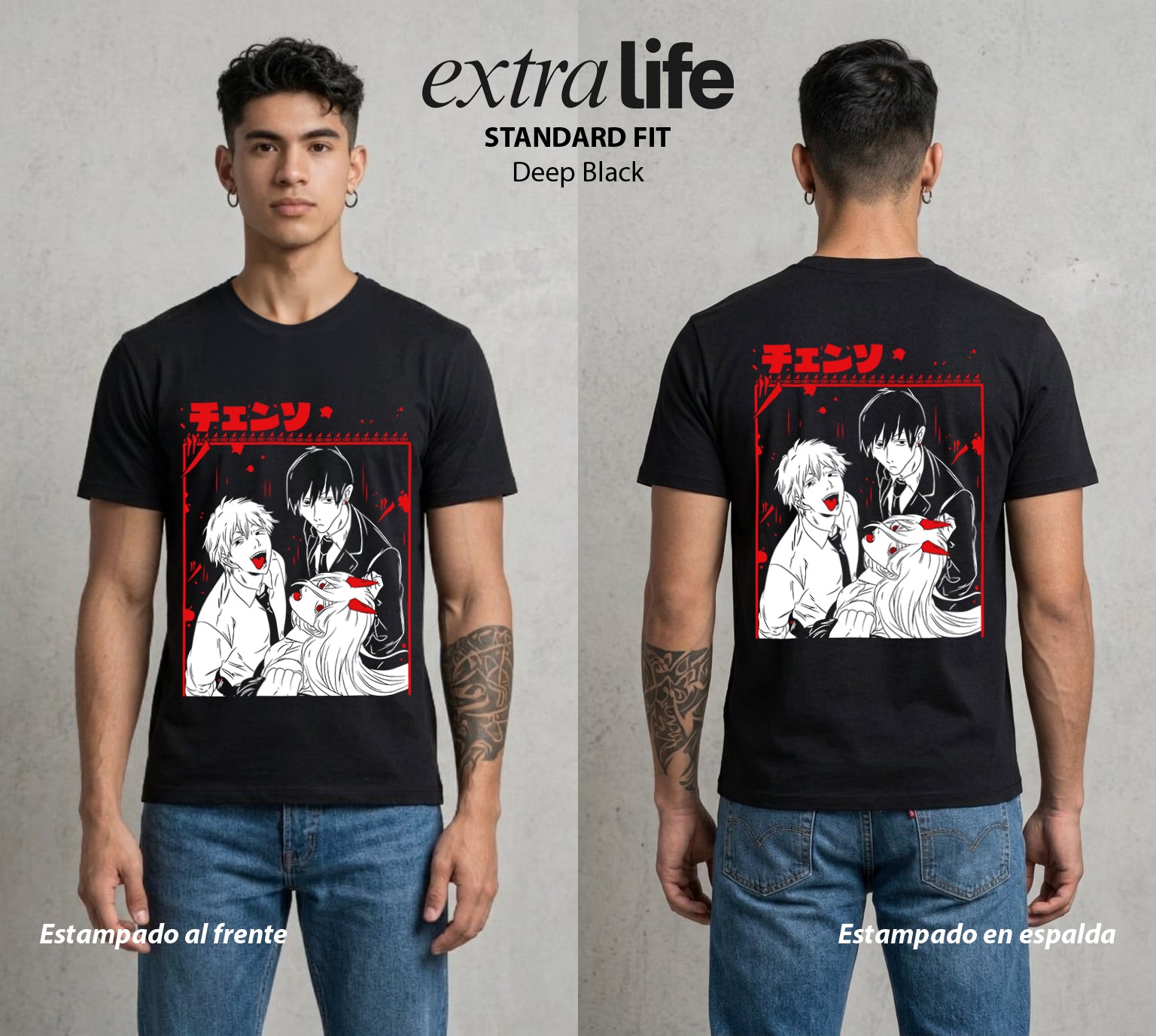 El Contrato Infernal | Los Cazadores de Demonios #00389 - Playera Standard Fit | Deep Black - Foto en modelo