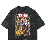 Playera streetwear premium de anime y gaming ExtraLife MX, corte boxy deluxe mineral wash heavyweight en color Acid Wash, moda urbana mexicana de culto.