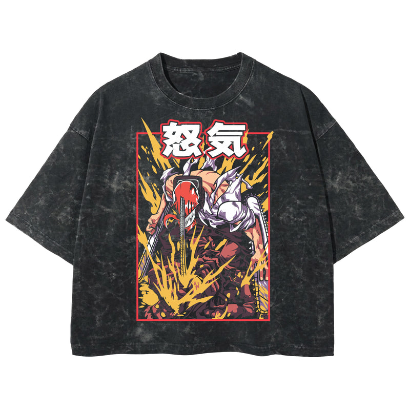 Playera streetwear premium de anime y gaming ExtraLife MX, corte boxy deluxe mineral wash heavyweight en color Acid Wash, moda urbana mexicana de culto.