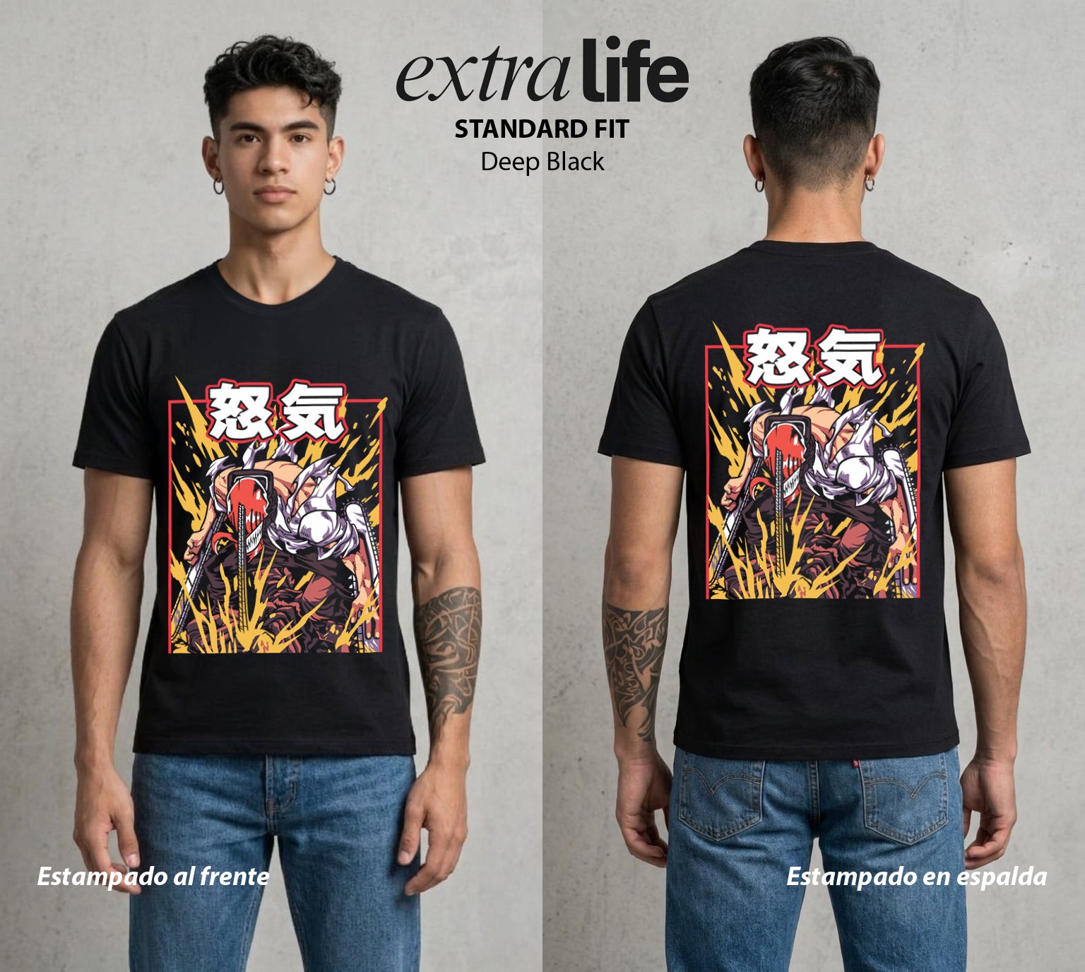 El Contrato Infernal | La Motosierra Infernal #00390 - Playera Standard Fit | Deep Black - Foto en modelo