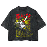 Playera streetwear premium de anime y gaming ExtraLife MX, corte boxy deluxe mineral wash heavyweight en color Acid Wash, moda urbana mexicana de culto.