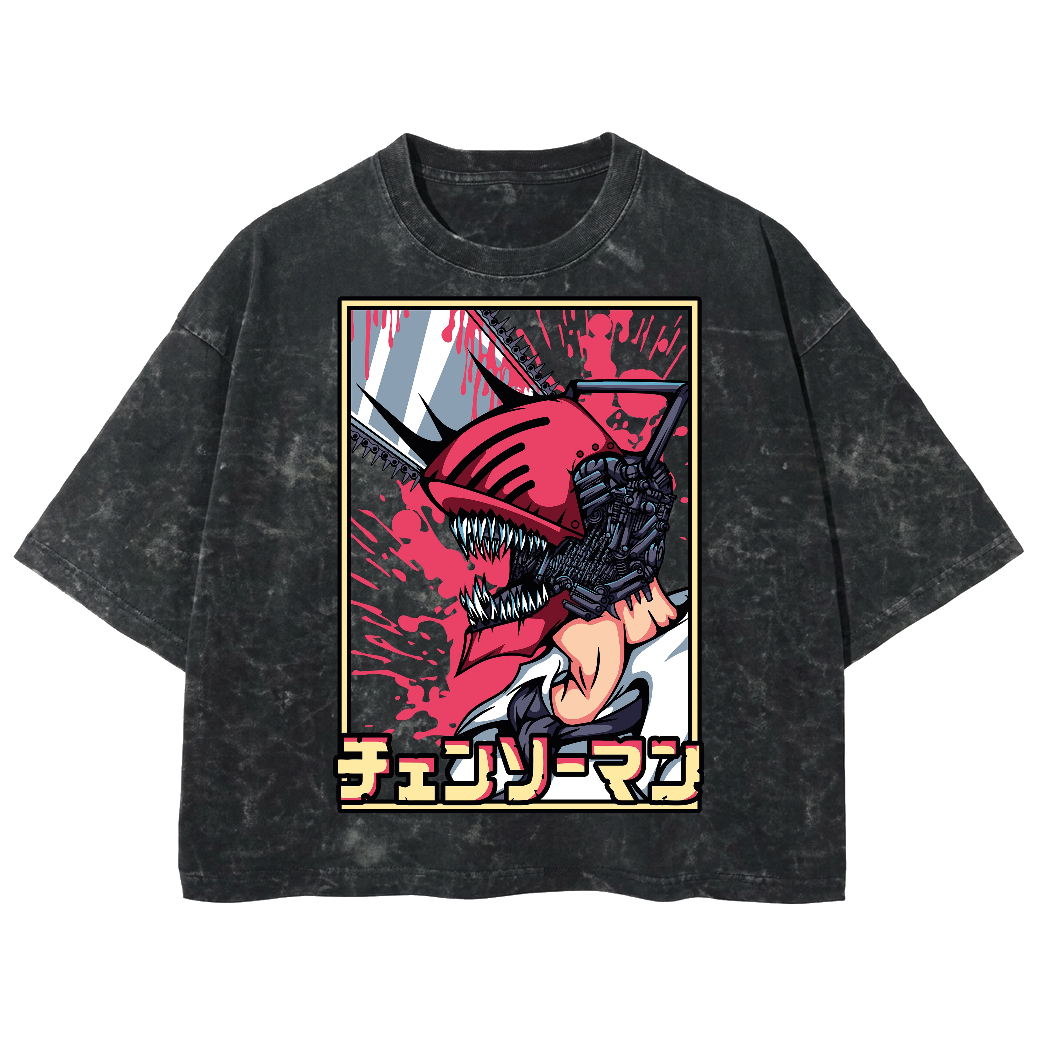 Playera streetwear premium de anime y gaming ExtraLife MX, corte boxy deluxe mineral wash heavyweight en color Acid Wash, moda urbana mexicana de culto.