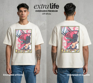 El Contrato Infernal | El Chico con Corazon de Perro #00392 - Playera Oversized Premium | Off White - Foto en modelo