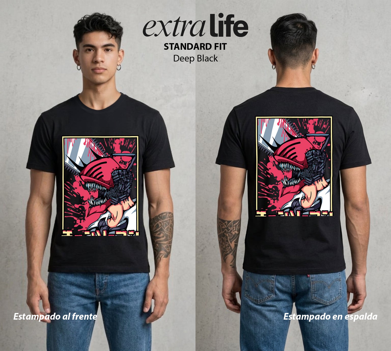 El Contrato Infernal | El Chico con Corazon de Perro #00392 - Playera Standard Fit | Deep Black - Foto en modelo
