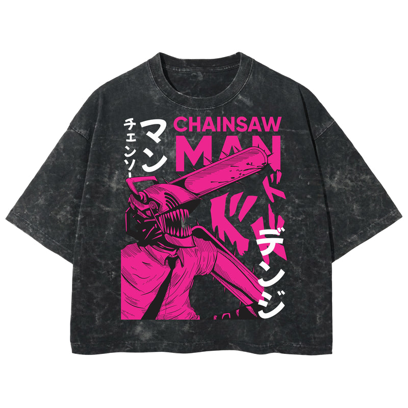 Playera streetwear premium de anime y gaming ExtraLife MX, corte boxy deluxe mineral wash heavyweight en color Acid Wash, moda urbana mexicana de culto.