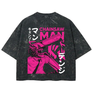 Playera streetwear premium de anime y gaming ExtraLife MX, corte boxy deluxe mineral wash heavyweight en color Acid Wash, moda urbana mexicana de culto.