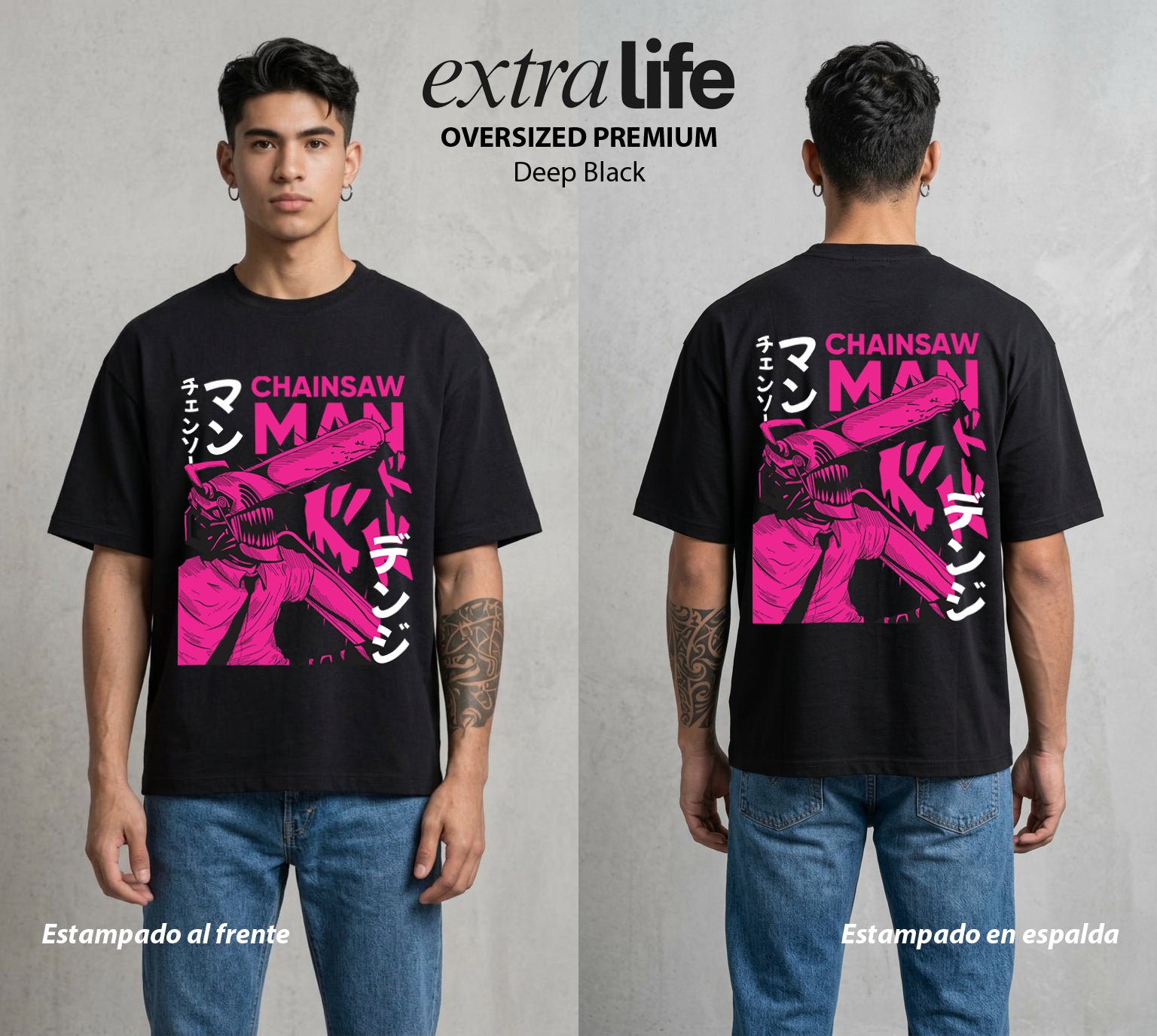 El Contrato Infernal | El Contrato con el Diablo #00393 - Playera Oversized Premium | Deep Black - Foto en modelo