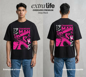 El Contrato Infernal | El Contrato con el Diablo #00393 - Playera Oversized Premium | Deep Black - Foto en modelo