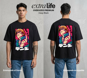 El Contrato Infernal | El Diablo Humano #00395 - Playera Oversized Premium | Deep Black - Foto en modelo