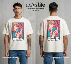 El Contrato Infernal | El Diablo Humano #00395 - Playera Oversized Premium | Off White - Foto en modelo