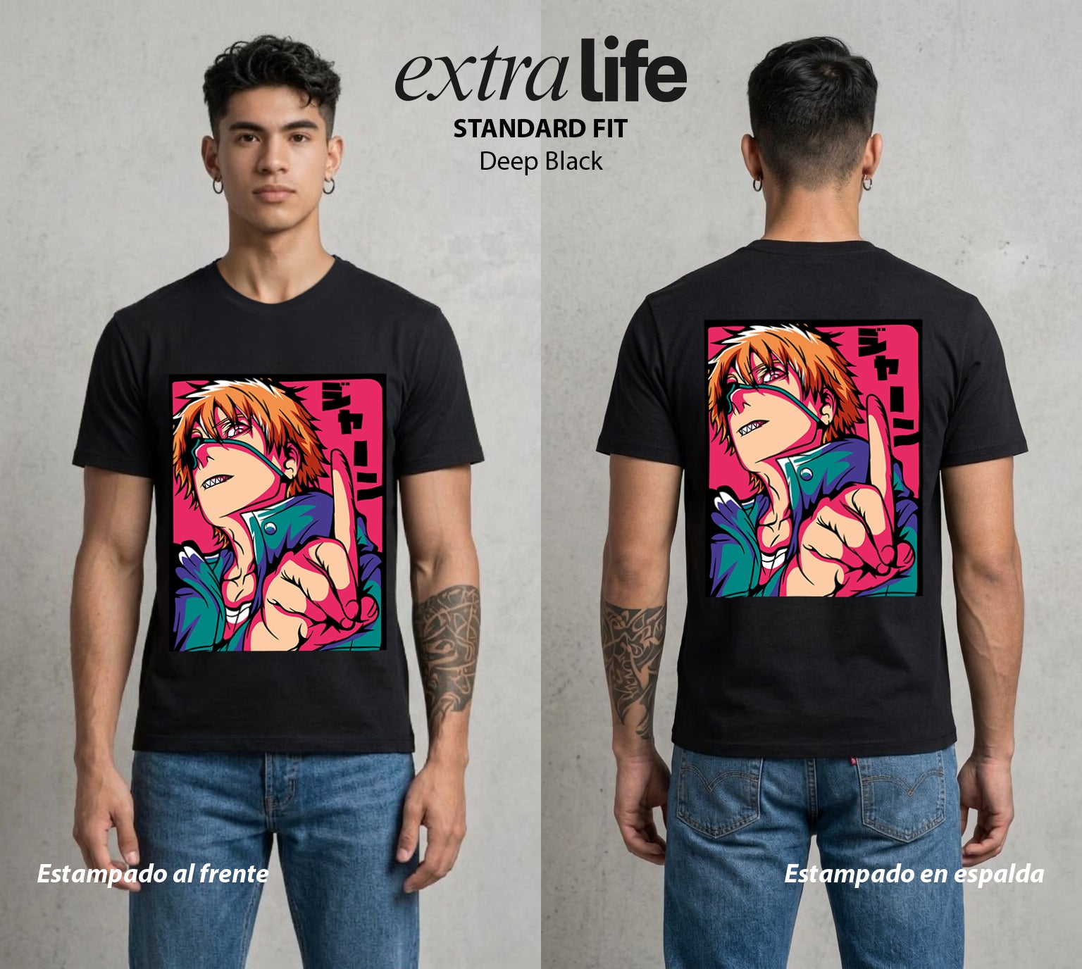 El Contrato Infernal | El Diablo Humano #00395 - Playera Standard Fit | Deep Black - Foto en modelo