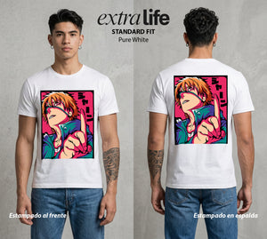 El Contrato Infernal | El Diablo Humano #00395 - Playera Standard Fit | Pure White - Foto en modelo