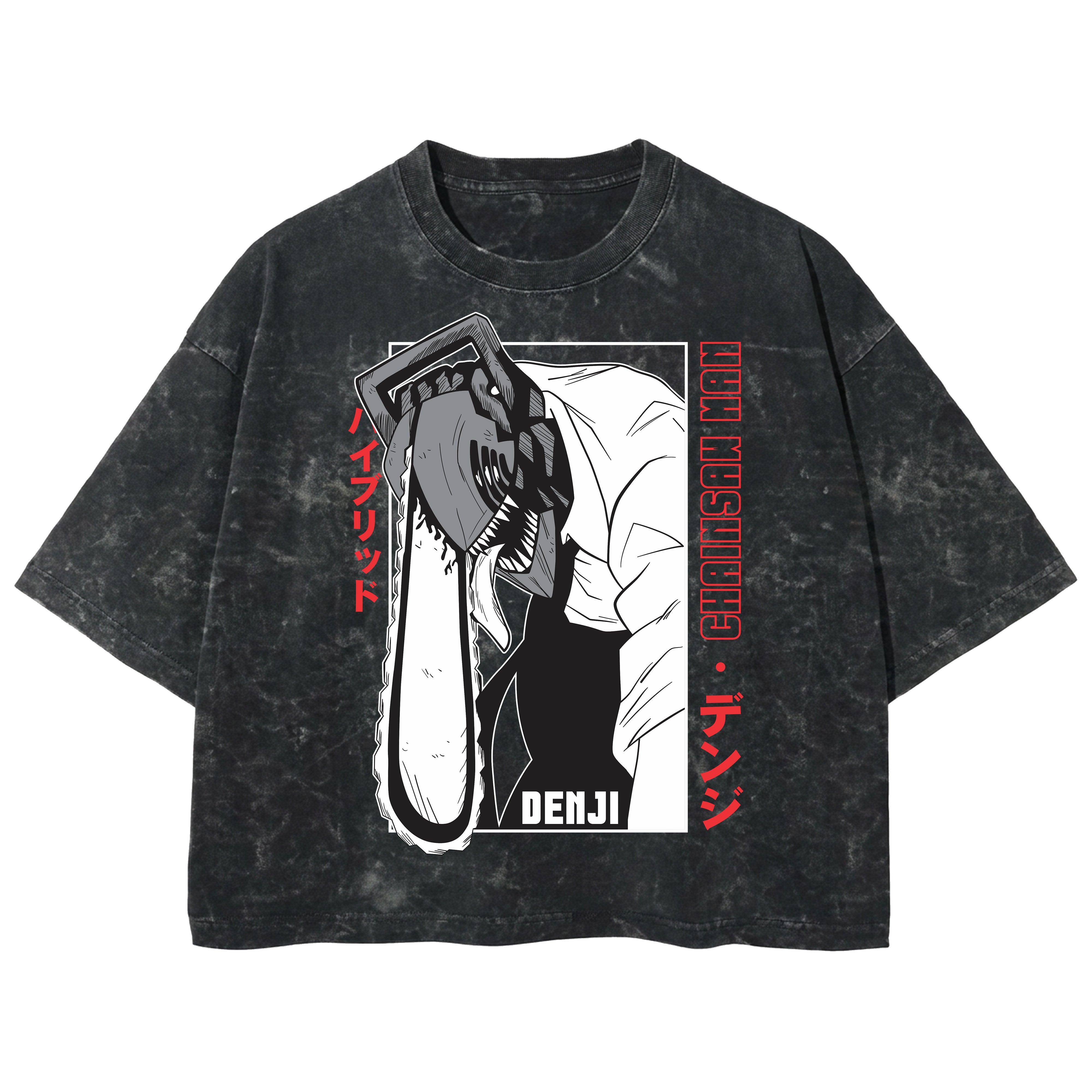 Playera streetwear premium de anime y gaming ExtraLife MX, corte boxy deluxe mineral wash heavyweight en color Acid Wash, moda urbana mexicana de culto.