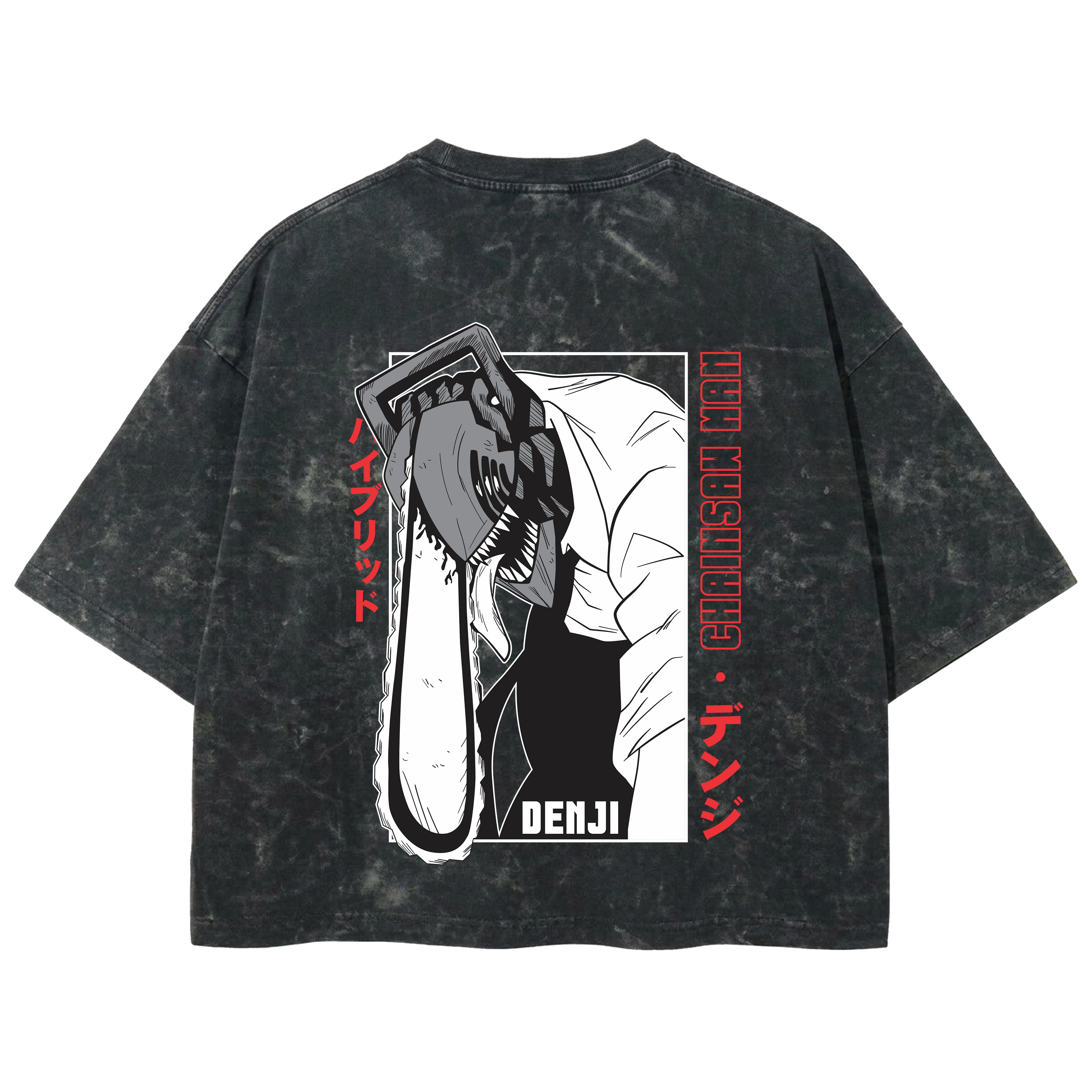 Playera streetwear premium de anime y gaming ExtraLife MX, corte boxy deluxe mineral wash heavyweight en color Acid Wash, moda urbana mexicana de culto.