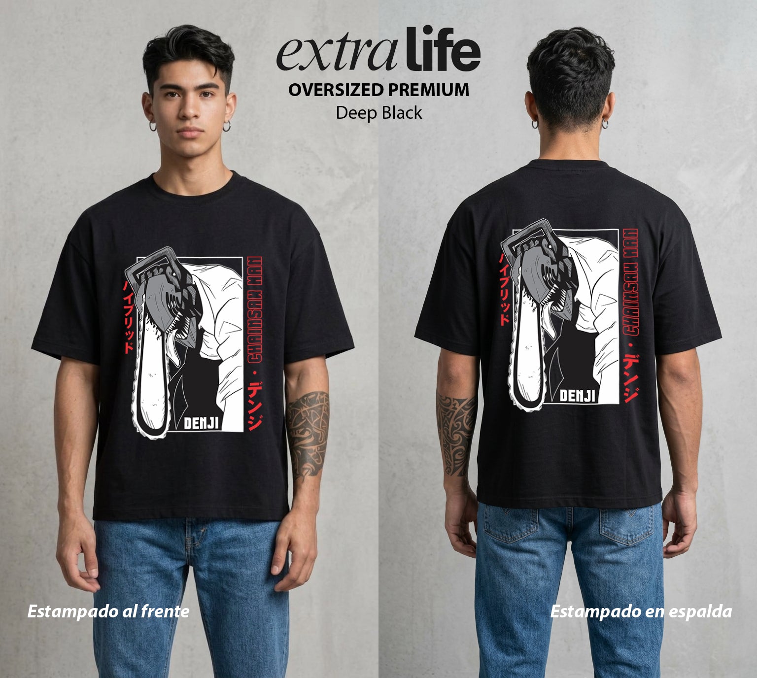 El Contrato Infernal | El Heroe de la Sierra #00396 - Playera Oversized Premium | Deep Black - Foto en modelo