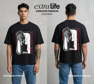 El Contrato Infernal | El Heroe de la Sierra #00396 - Playera Oversized Premium | Deep Black - Foto en modelo