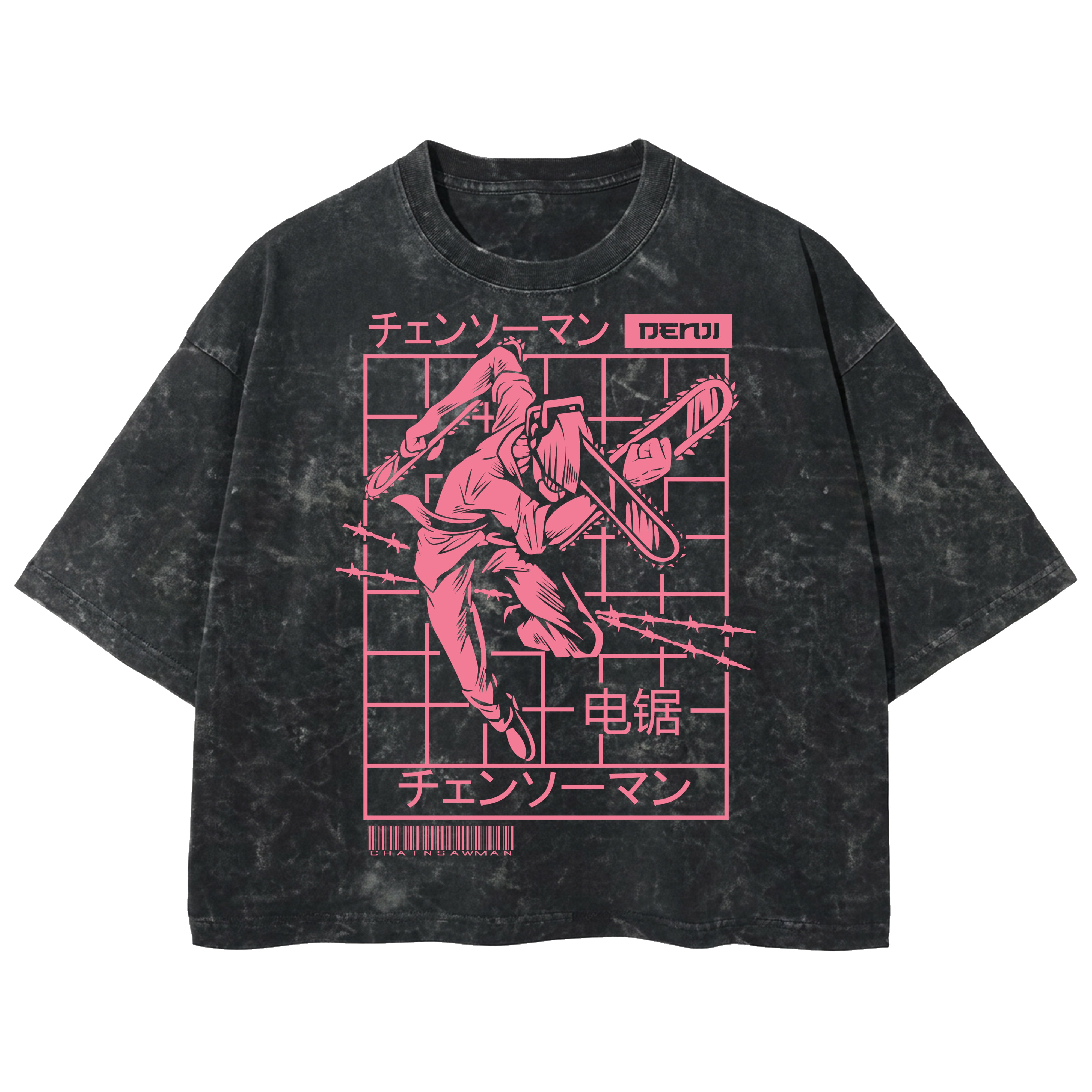 Playera streetwear premium de anime y gaming ExtraLife MX, corte boxy deluxe mineral wash heavyweight en color Acid Wash, moda urbana mexicana de culto.