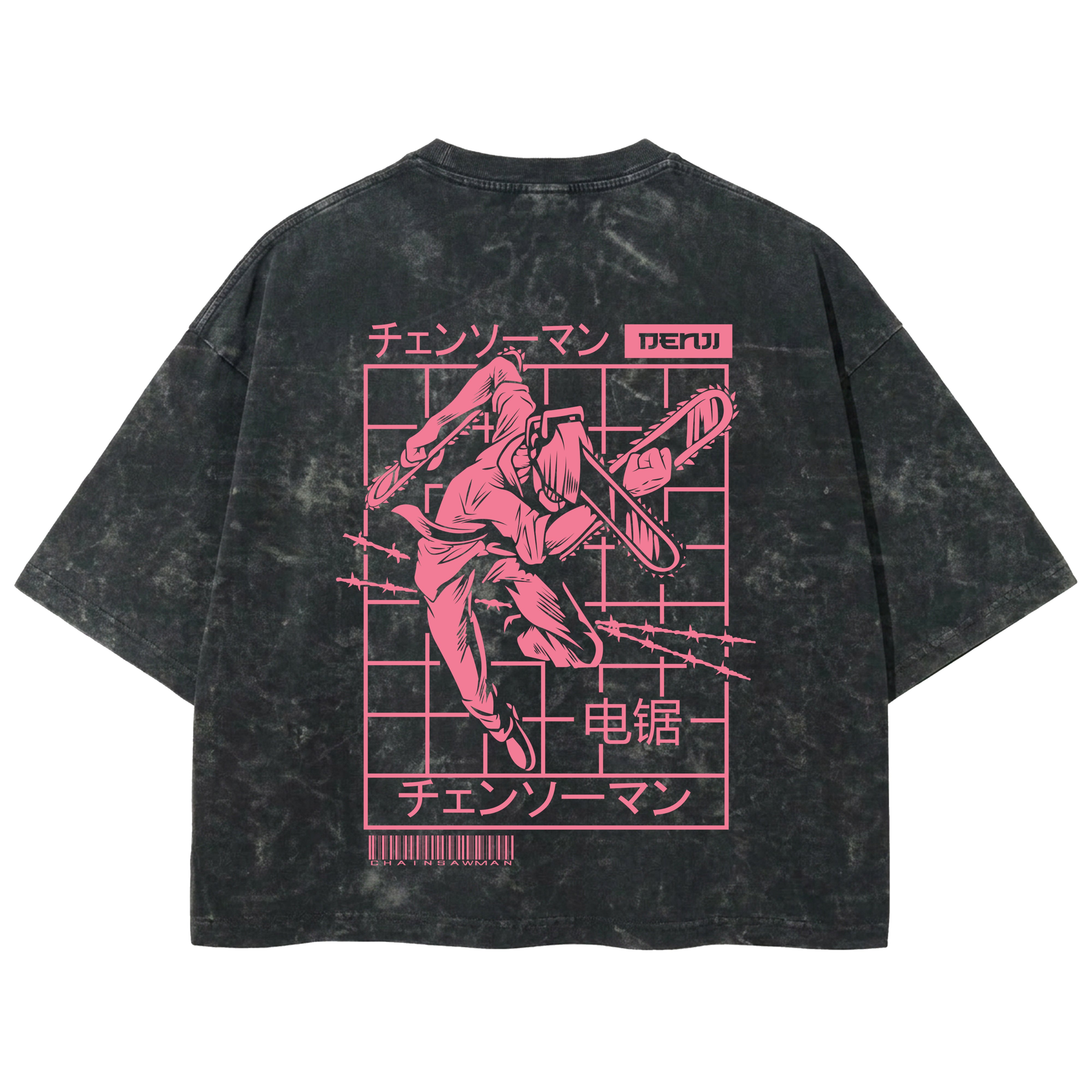 Playera streetwear premium de anime y gaming ExtraLife MX, corte boxy deluxe mineral wash heavyweight en color Acid Wash, moda urbana mexicana de culto.