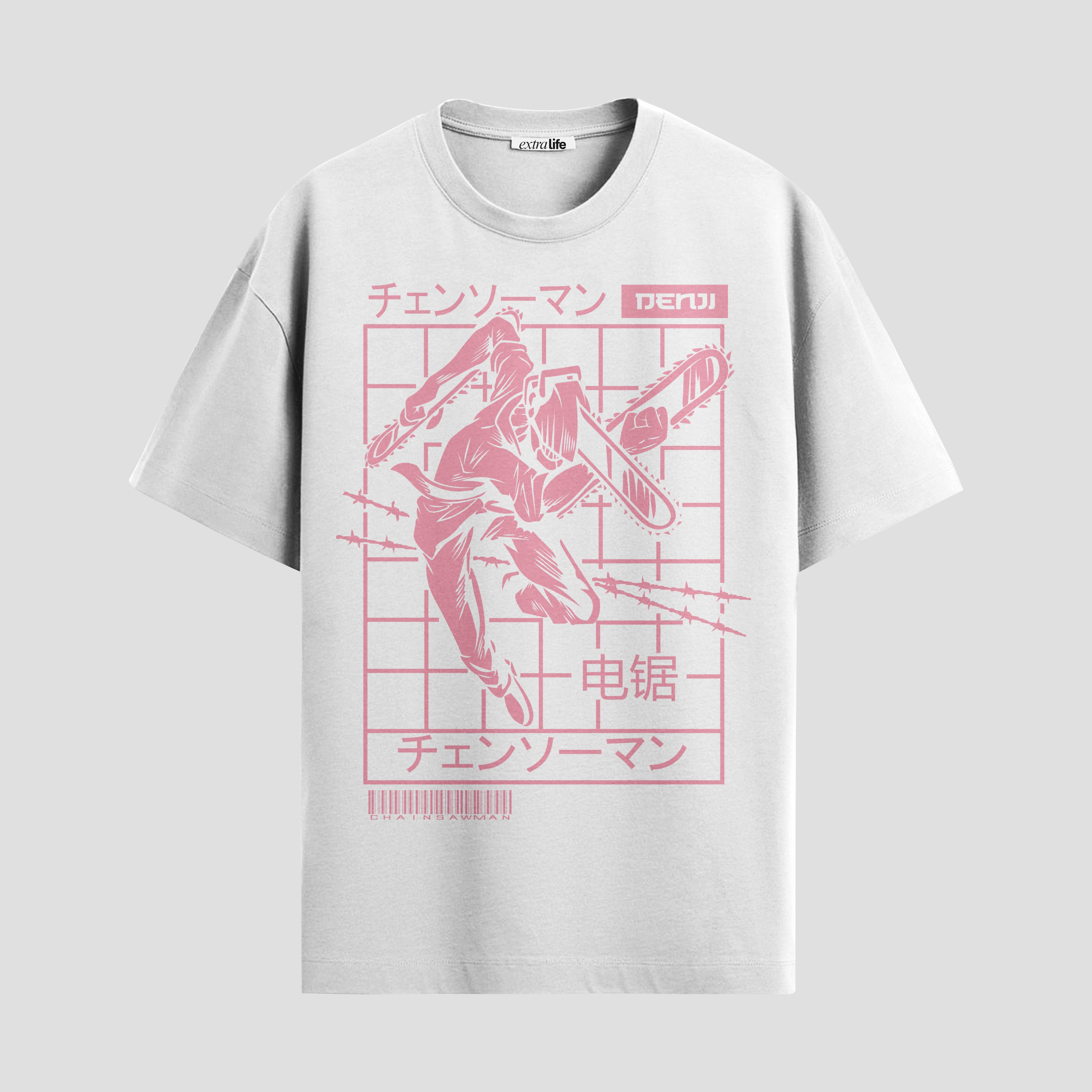 Playera urbana de anime y gaming ExtraLife MX, corte Standard Fit unisex ligero y transpirable en color Deep Black y Pure White, ropa de uso diario para gym y casual.