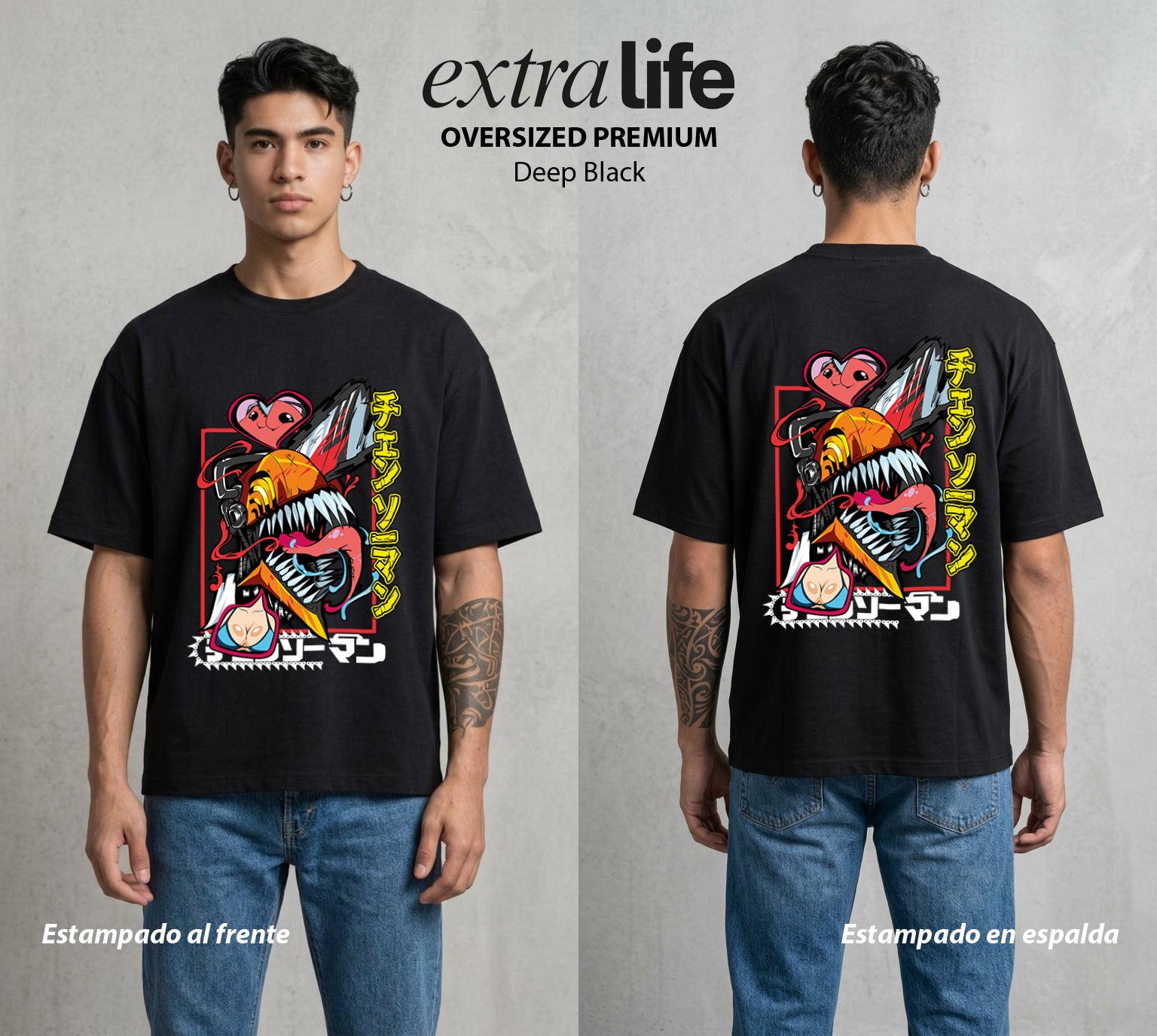 El Contrato Infernal | El Contrato con el Diablo #00400 - Playera Oversized Premium | Deep Black - Foto en modelo