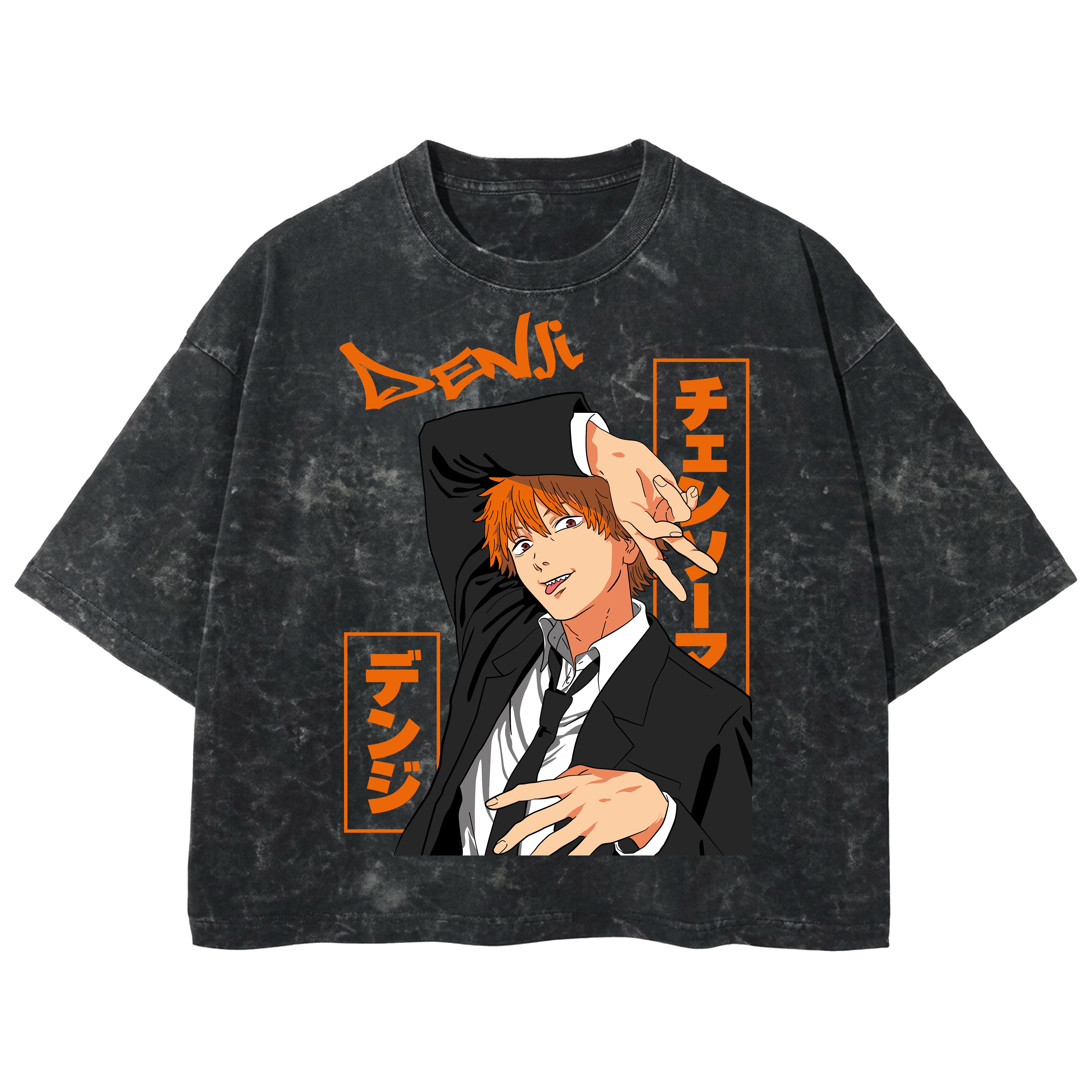 Playera streetwear premium de anime y gaming ExtraLife MX, corte boxy deluxe mineral wash heavyweight en color Acid Wash, moda urbana mexicana de culto.