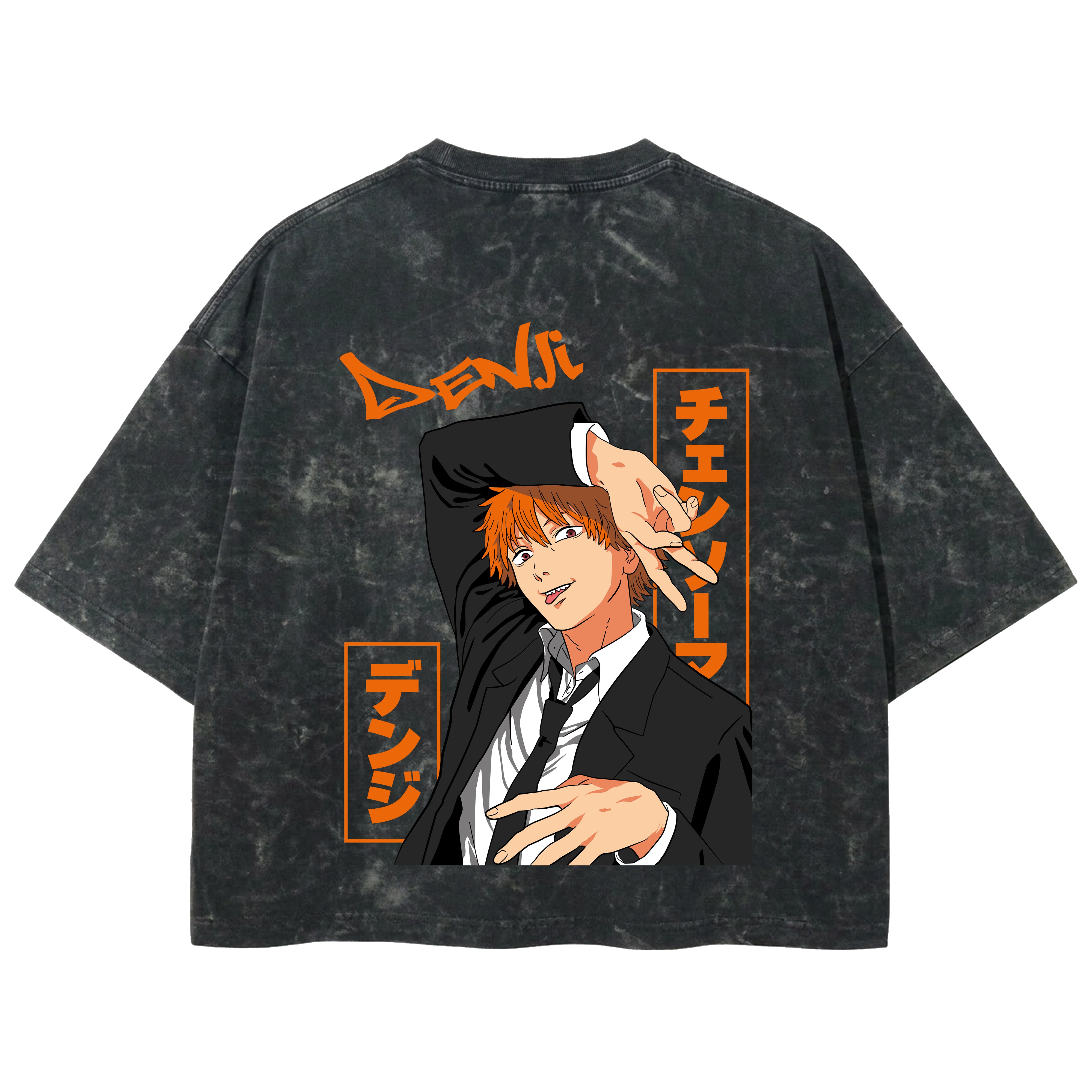 Playera streetwear premium de anime y gaming ExtraLife MX, corte boxy deluxe mineral wash heavyweight en color Acid Wash, moda urbana mexicana de culto.