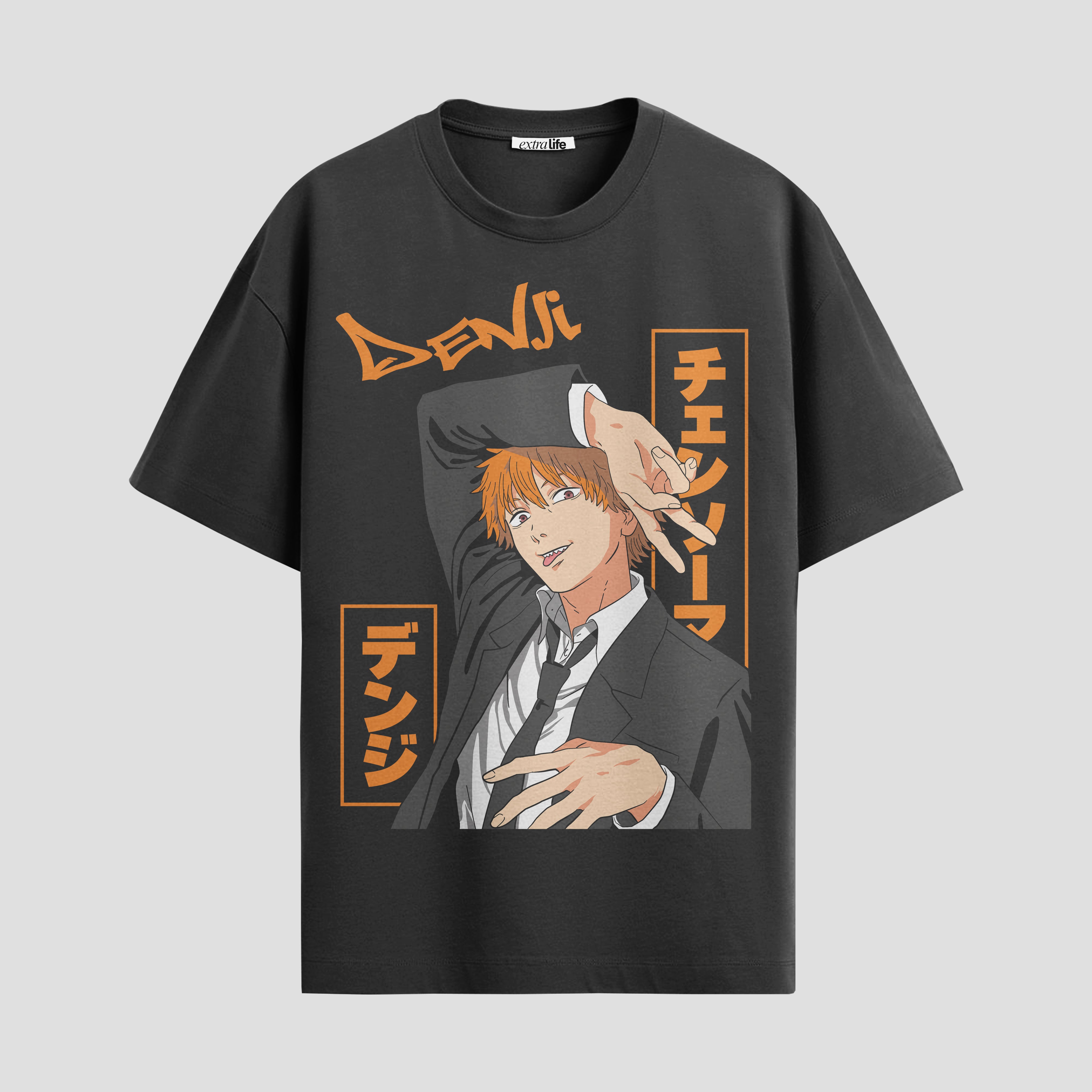 Playera urbana de anime y gaming ExtraLife MX, corte Standard Fit unisex ligero y transpirable en color Deep Black y Pure White, ropa de uso diario para gym y casual.