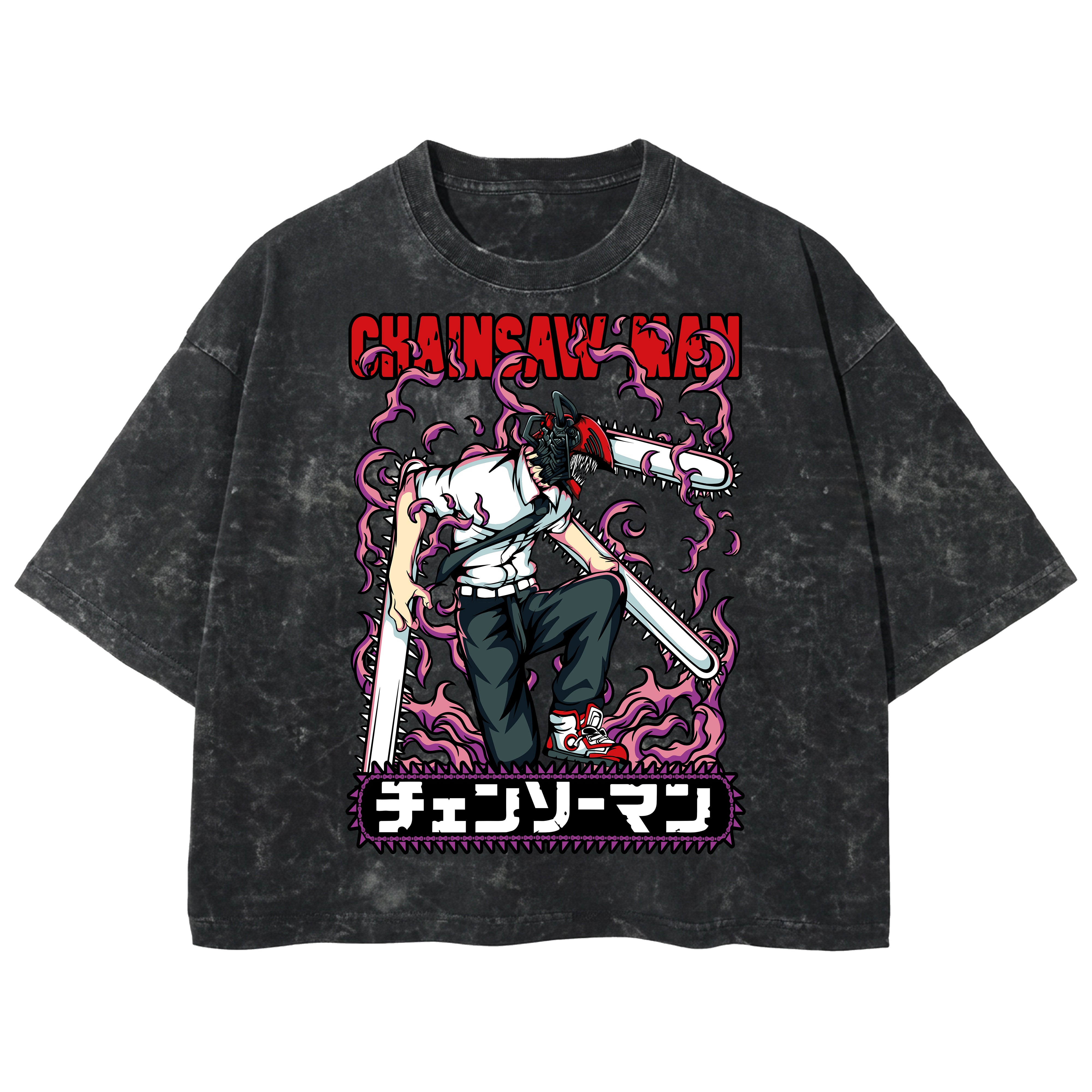 Playera streetwear premium de anime y gaming ExtraLife MX, corte boxy deluxe mineral wash heavyweight en color Acid Wash, moda urbana mexicana de culto.