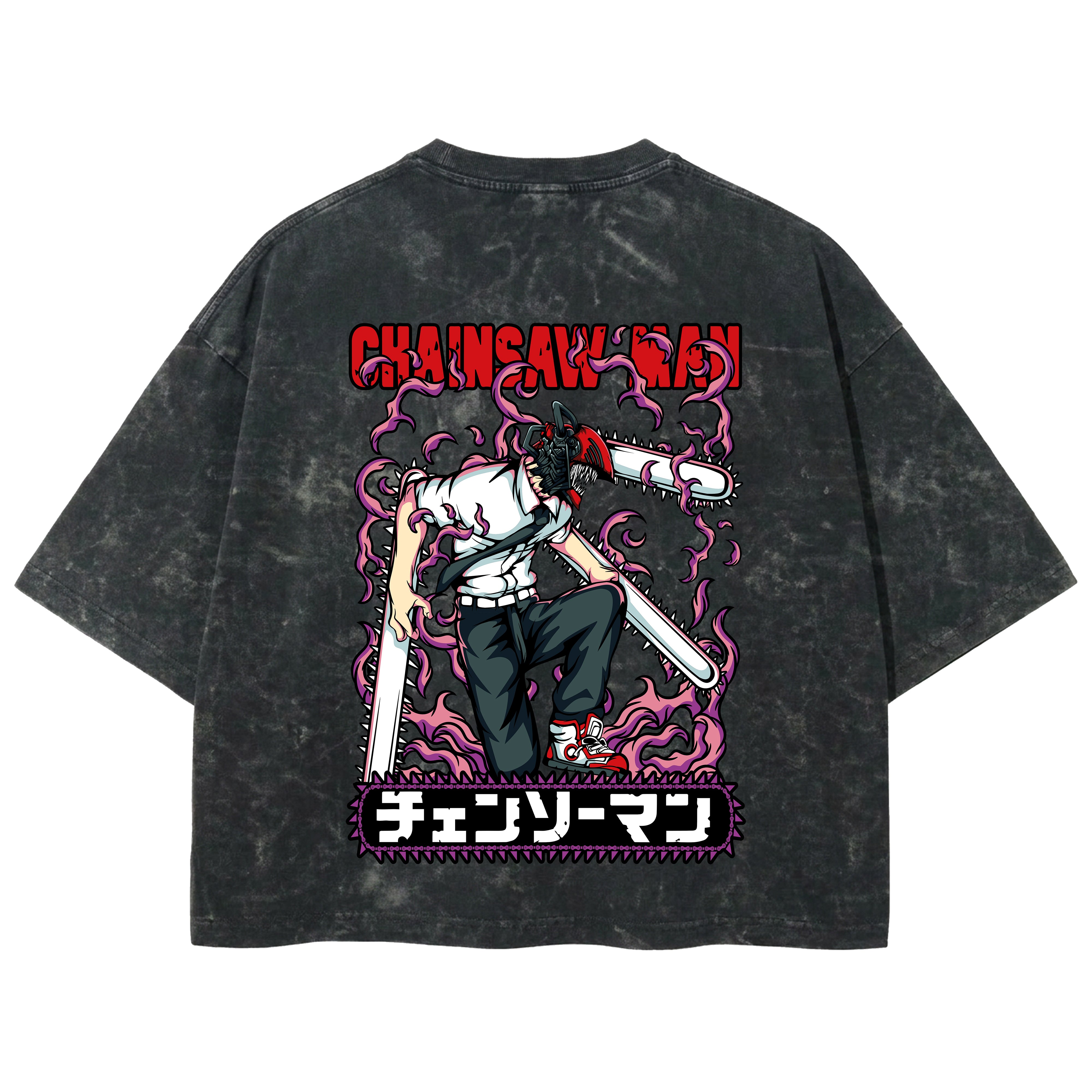 Playera streetwear premium de anime y gaming ExtraLife MX, corte boxy deluxe mineral wash heavyweight en color Acid Wash, moda urbana mexicana de culto.