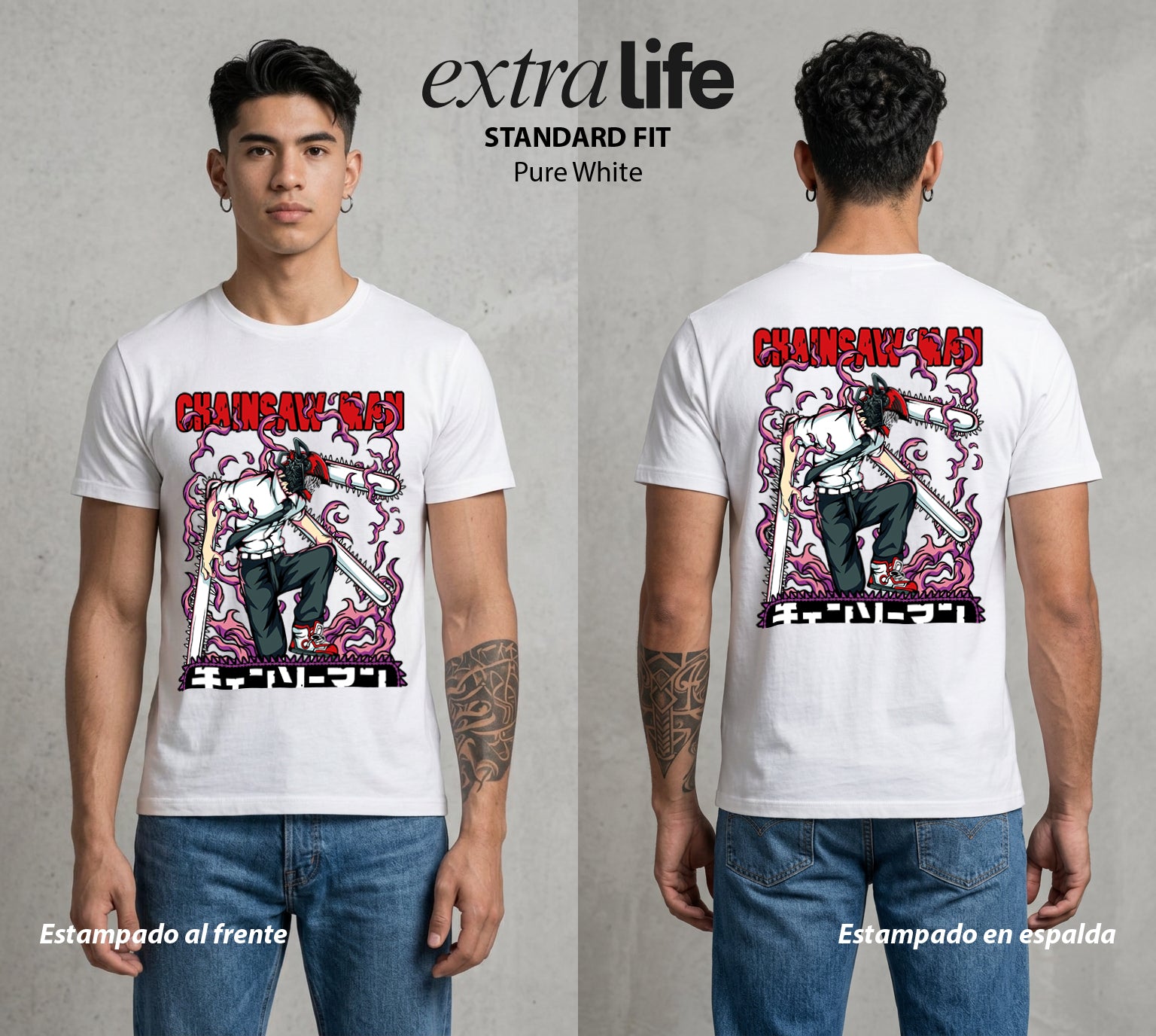 El Contrato Infernal | El Diablo Humano #00402 - Playera Standard Fit | Pure White - Foto en modelo