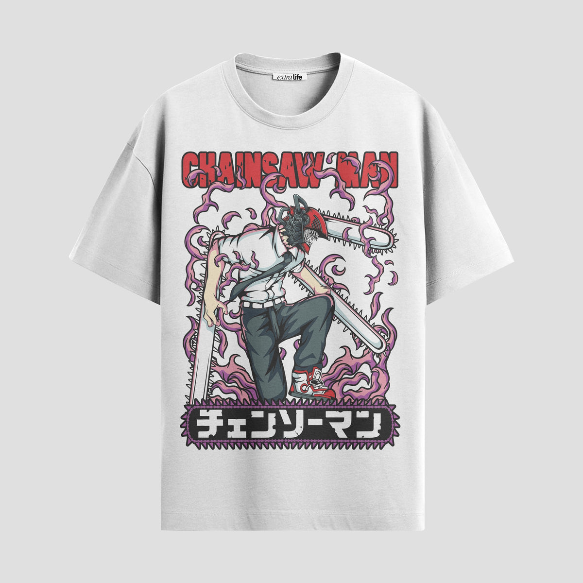 Playera urbana de anime y gaming ExtraLife MX, corte Classic Premium unisex ligero y transpirable en color Deep Black y Pure White, ropa de uso diario para gym y casual.