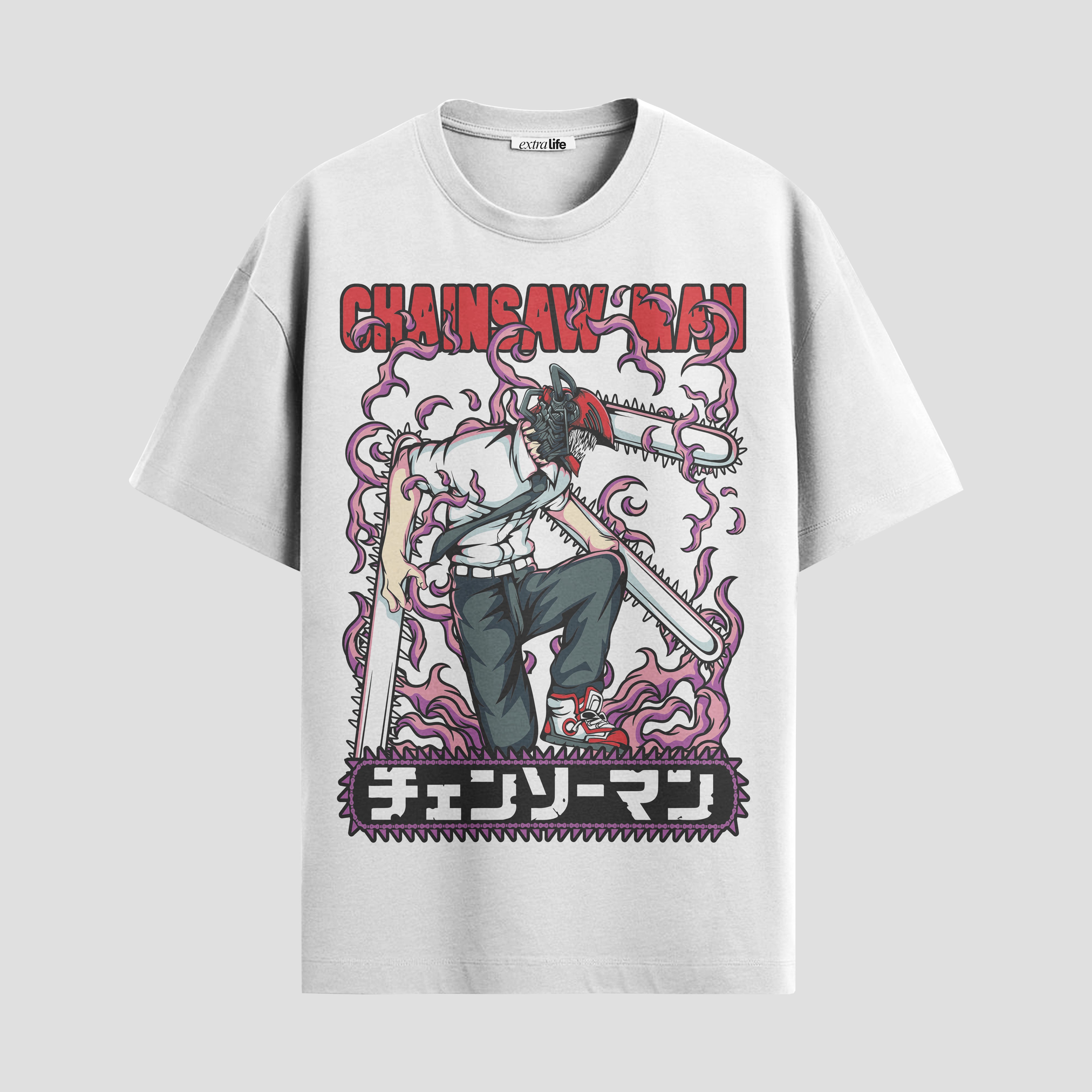 Playera urbana de anime y gaming ExtraLife MX, corte Standard Fit unisex ligero y transpirable en color Deep Black y Pure White, ropa de uso diario para gym y casual.