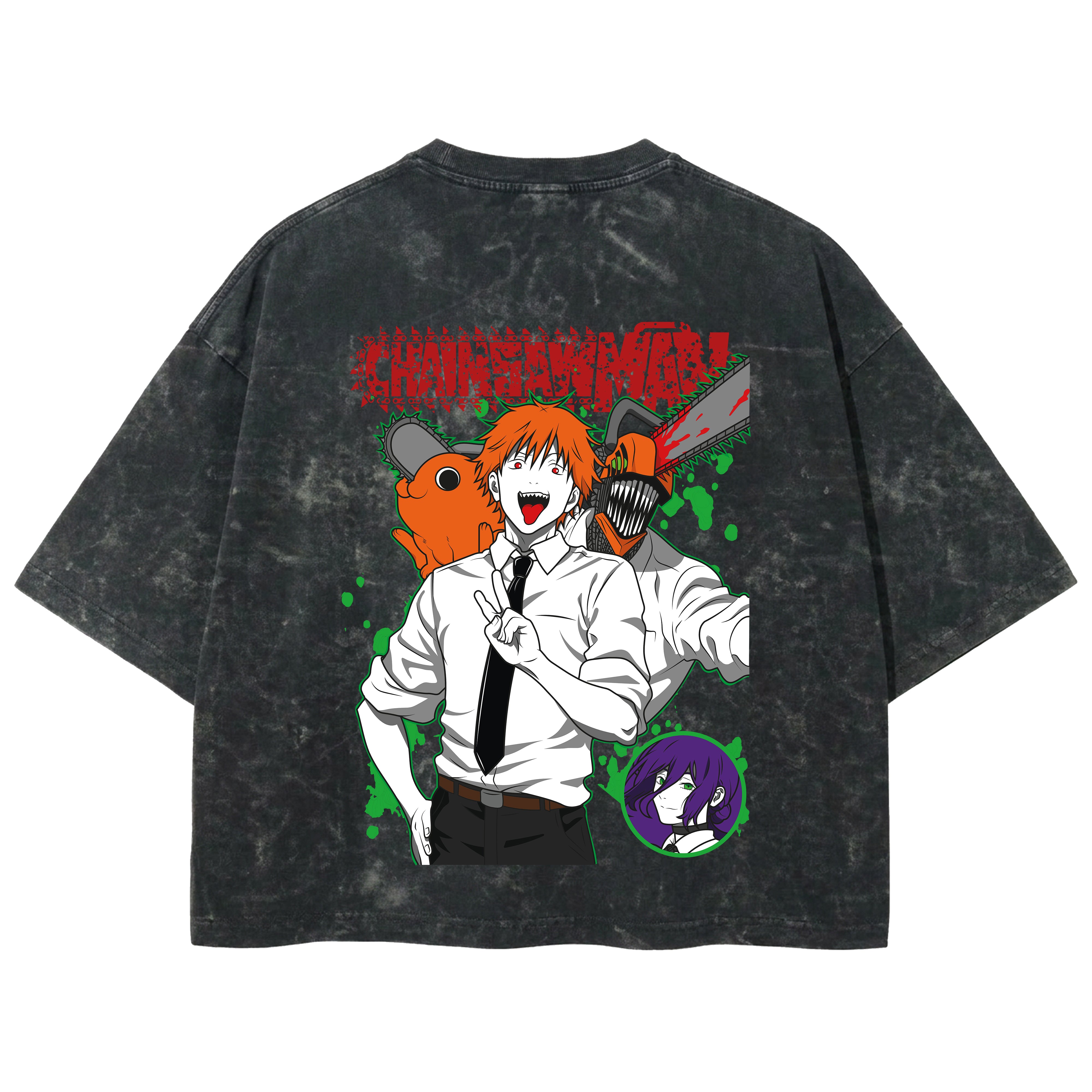 Playera streetwear premium de anime y gaming ExtraLife MX, corte boxy deluxe mineral wash heavyweight en color Acid Wash, moda urbana mexicana de culto.