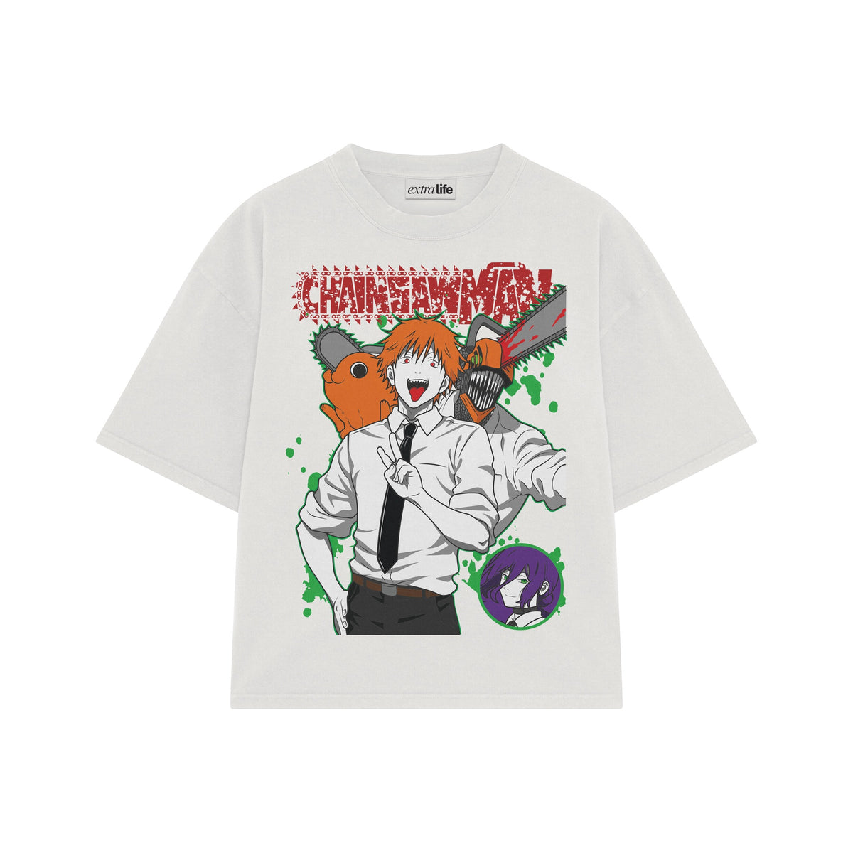 Playera streetwear premium de anime y gaming ExtraLife MX, corte oversized drop shoulder ligero y fresco en color Deep Black y Off-White, moda urbana mexicana de culto.