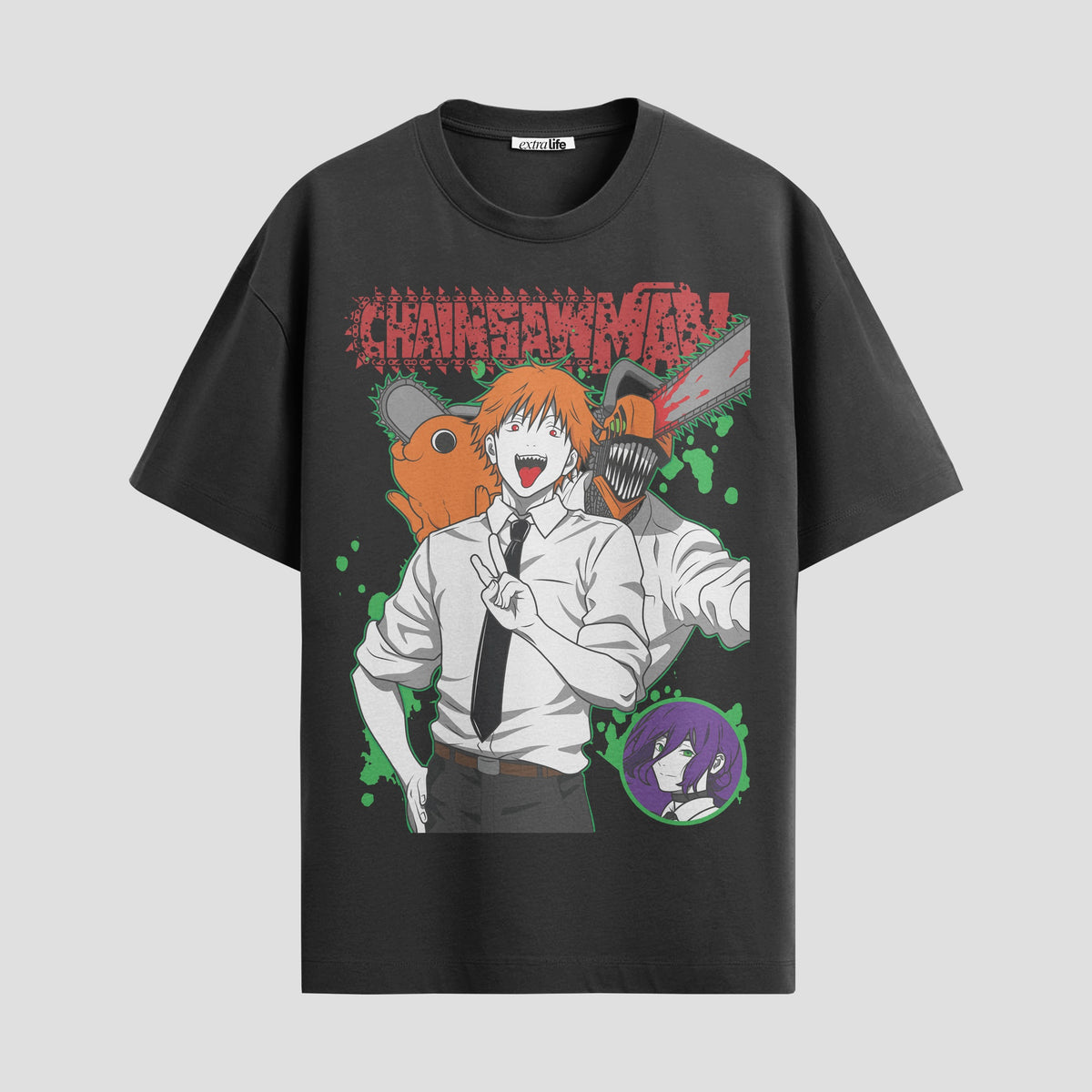 Playera urbana de anime y gaming ExtraLife MX, corte Classic Premium unisex ligero y transpirable en color Deep Black y Pure White, ropa de uso diario para gym y casual.