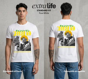 El Contrato Infernal | La Motosierra Infernal #00404 - Playera Standard Fit | Pure White - Foto en modelo