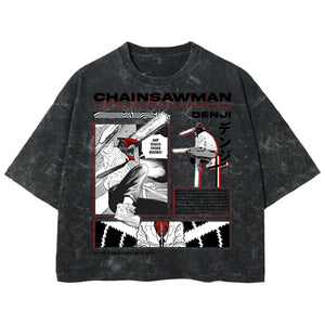 Playera streetwear premium de anime y gaming ExtraLife MX, corte boxy deluxe mineral wash heavyweight en color Acid Wash, moda urbana mexicana de culto.