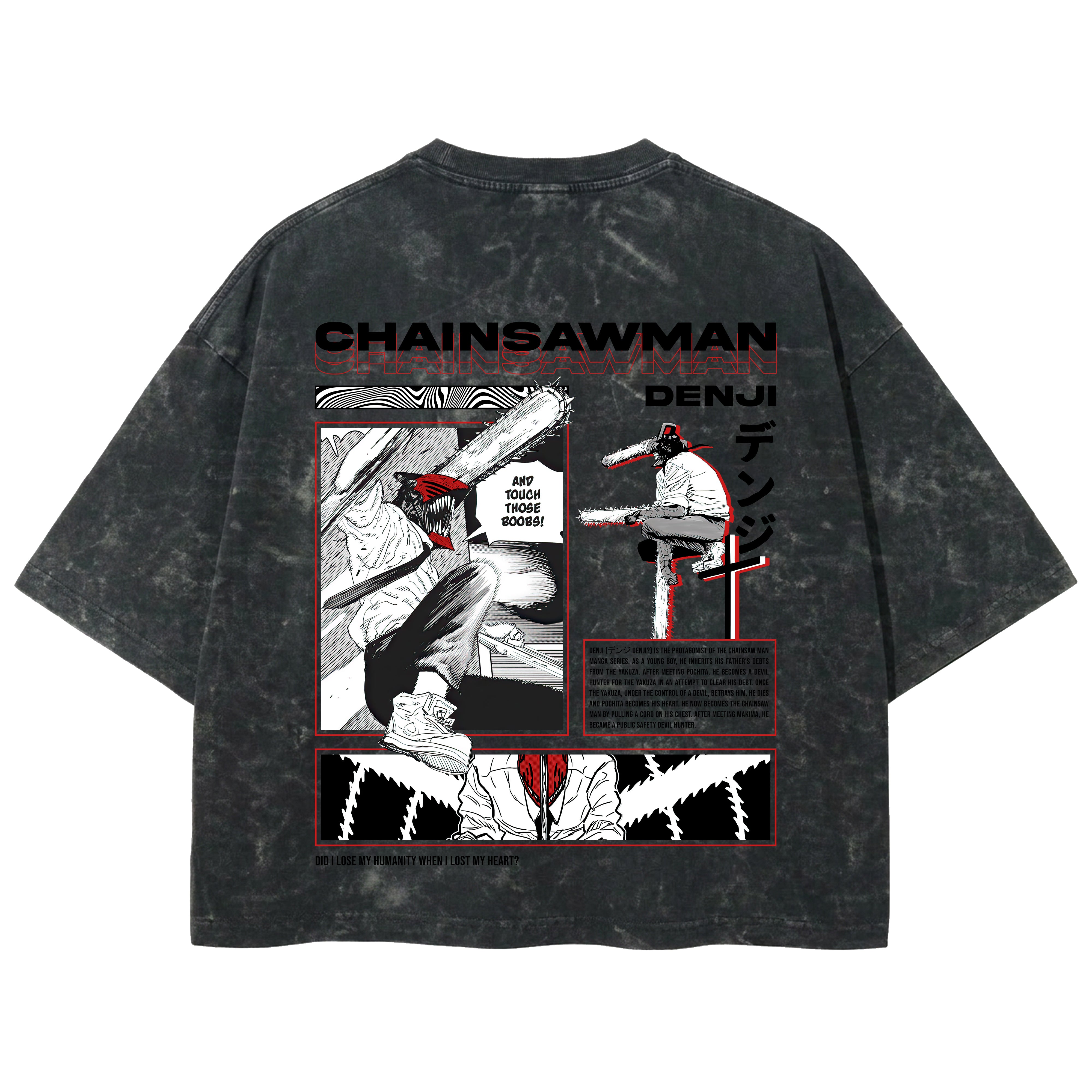 Playera streetwear premium de anime y gaming ExtraLife MX, corte boxy deluxe mineral wash heavyweight en color Acid Wash, moda urbana mexicana de culto.