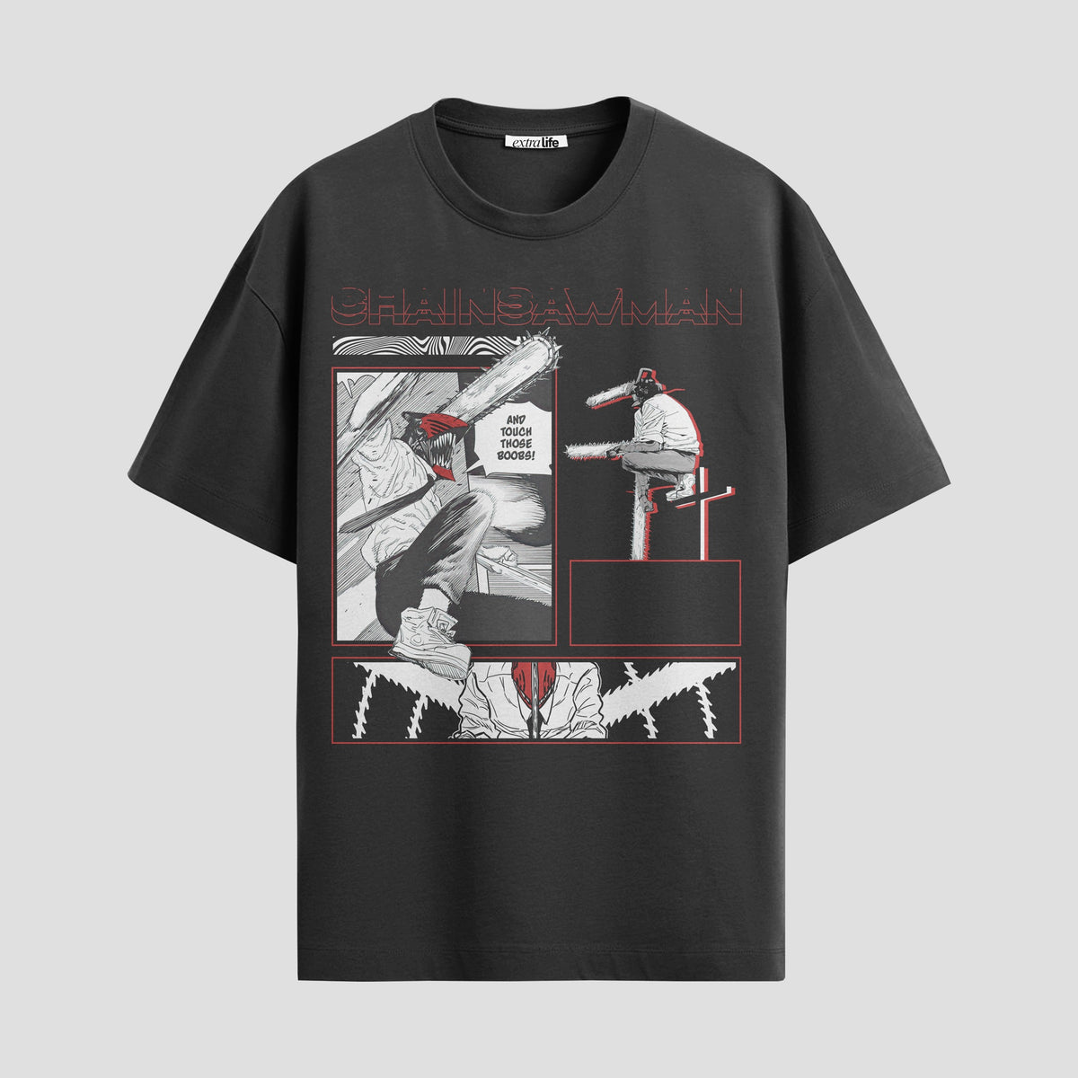 Playera urbana de anime y gaming ExtraLife MX, corte Classic Premium unisex ligero y transpirable en color Deep Black y Pure White, ropa de uso diario para gym y casual.