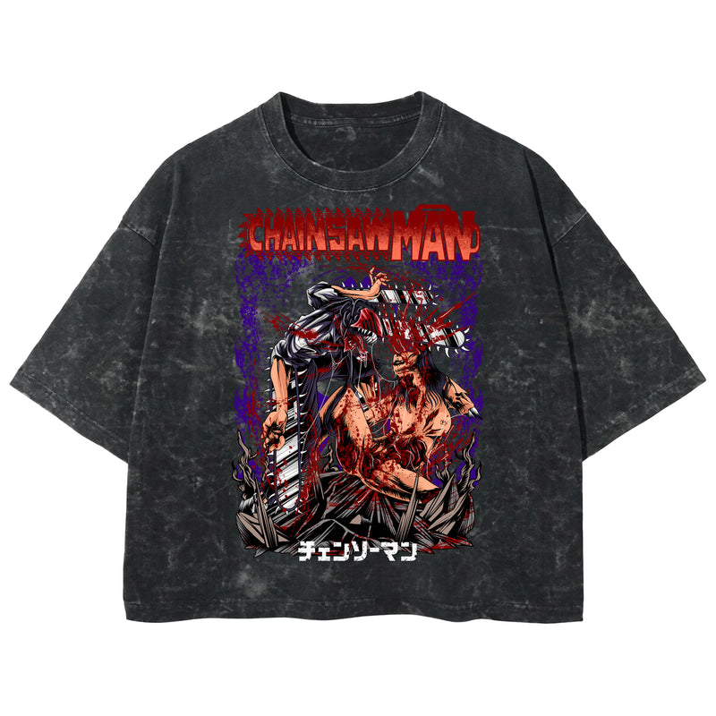 Playera streetwear premium de anime y gaming ExtraLife MX, corte boxy deluxe mineral wash heavyweight en color Acid Wash, moda urbana mexicana de culto.