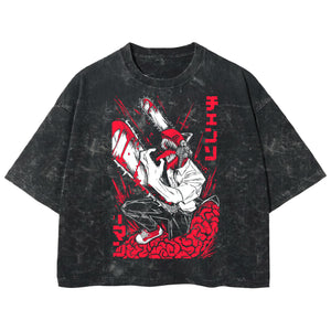 Playera streetwear premium de anime y gaming ExtraLife MX, corte boxy deluxe mineral wash heavyweight en color Acid Wash, moda urbana mexicana de culto.