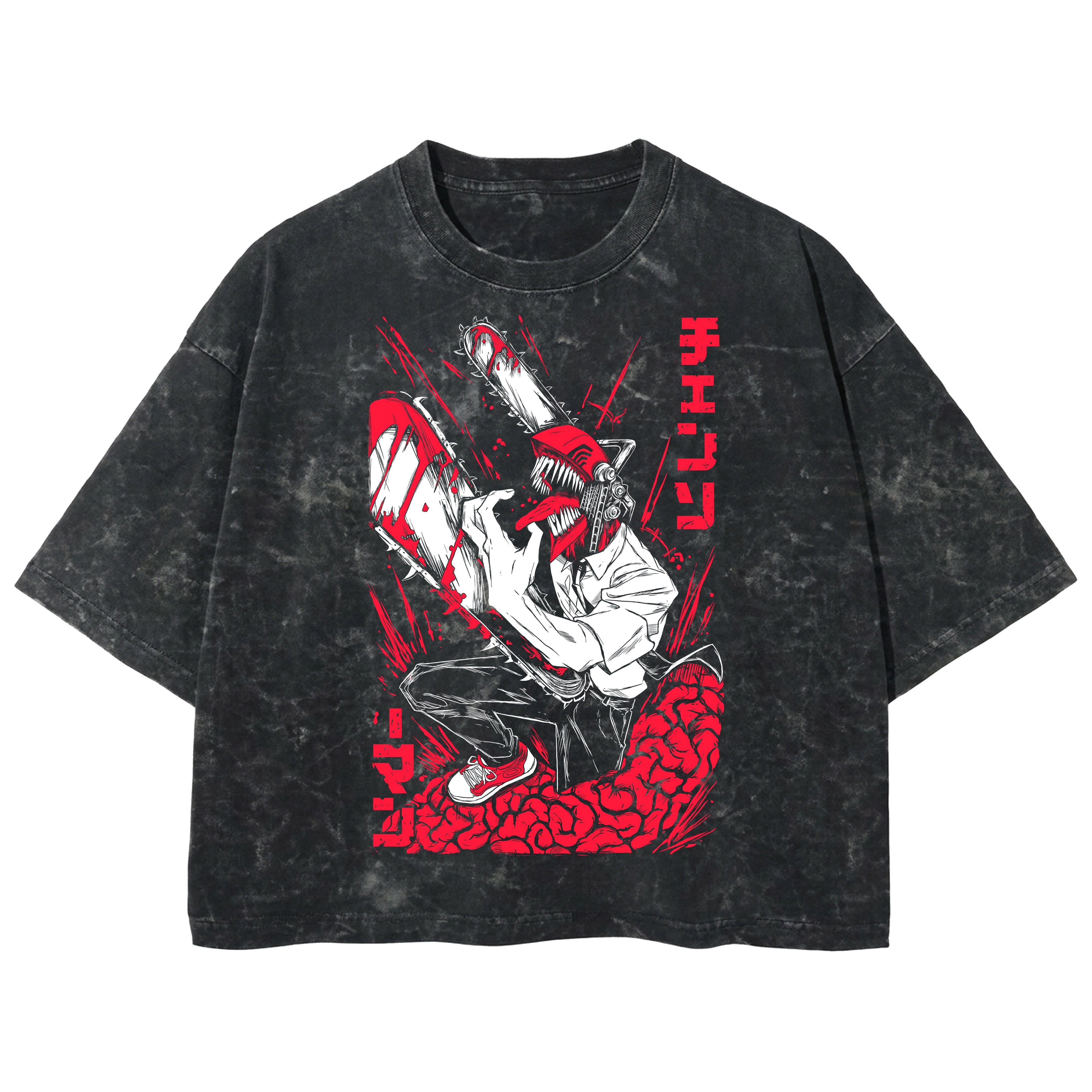 Playera streetwear premium de anime y gaming ExtraLife MX, corte boxy deluxe mineral wash heavyweight en color Acid Wash, moda urbana mexicana de culto.