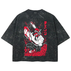 Playera streetwear premium de anime y gaming ExtraLife MX, corte boxy deluxe mineral wash heavyweight en color Acid Wash, moda urbana mexicana de culto.