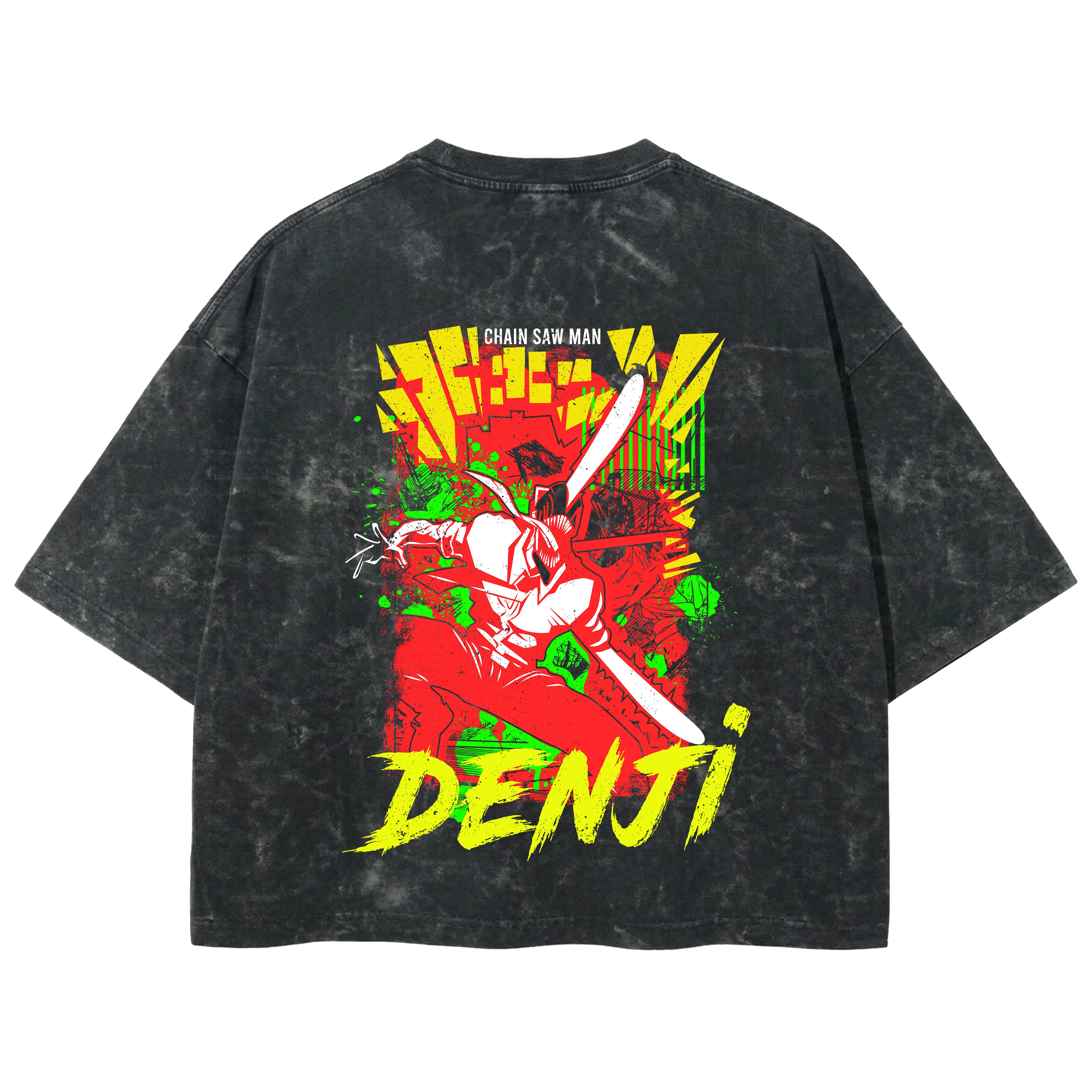 Playera streetwear premium de anime y gaming ExtraLife MX, corte boxy deluxe mineral wash heavyweight en color Acid Wash, moda urbana mexicana de culto.
